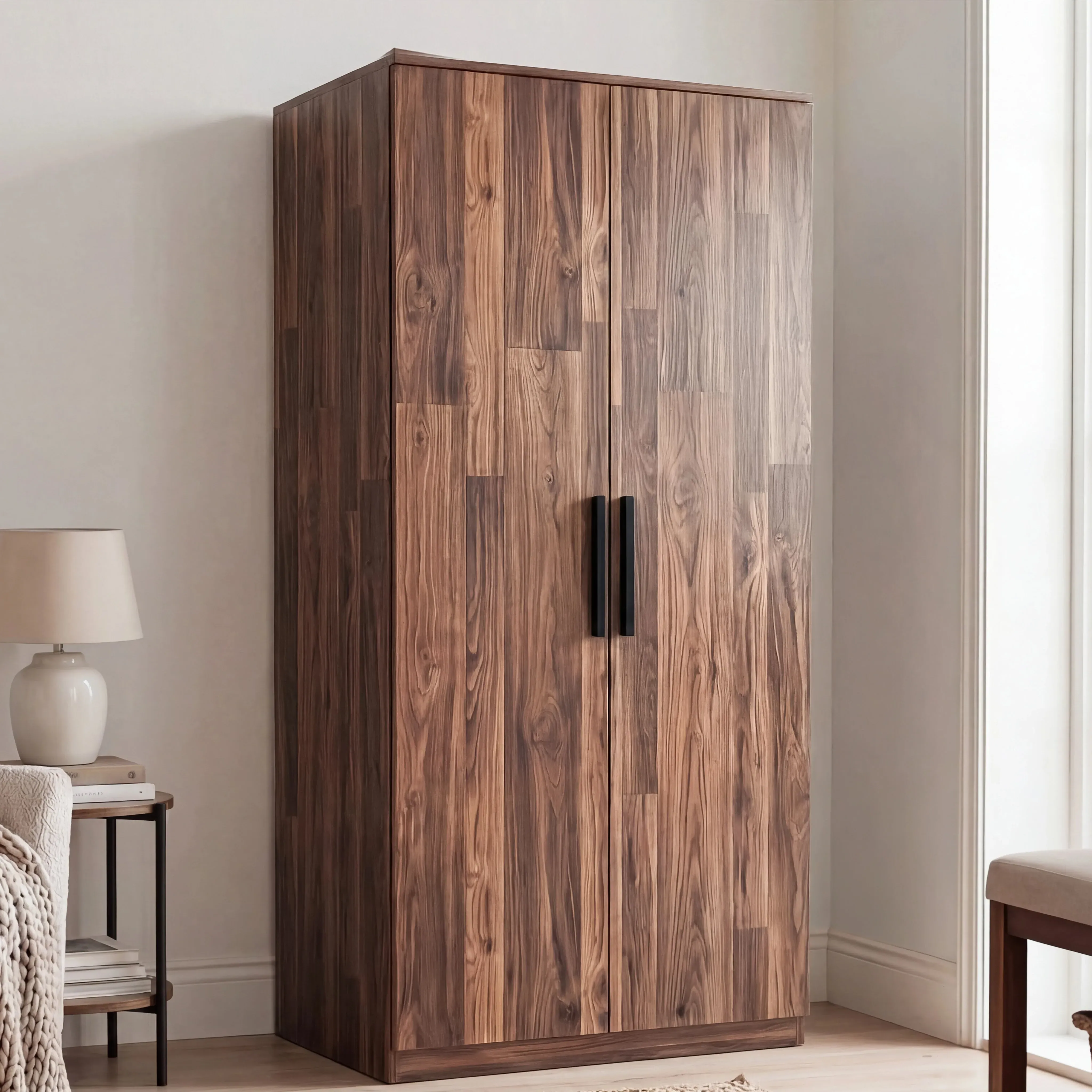 Blythe 2 Door Wardrobe with Shelves and Hanging Rail - Dark Bronx product