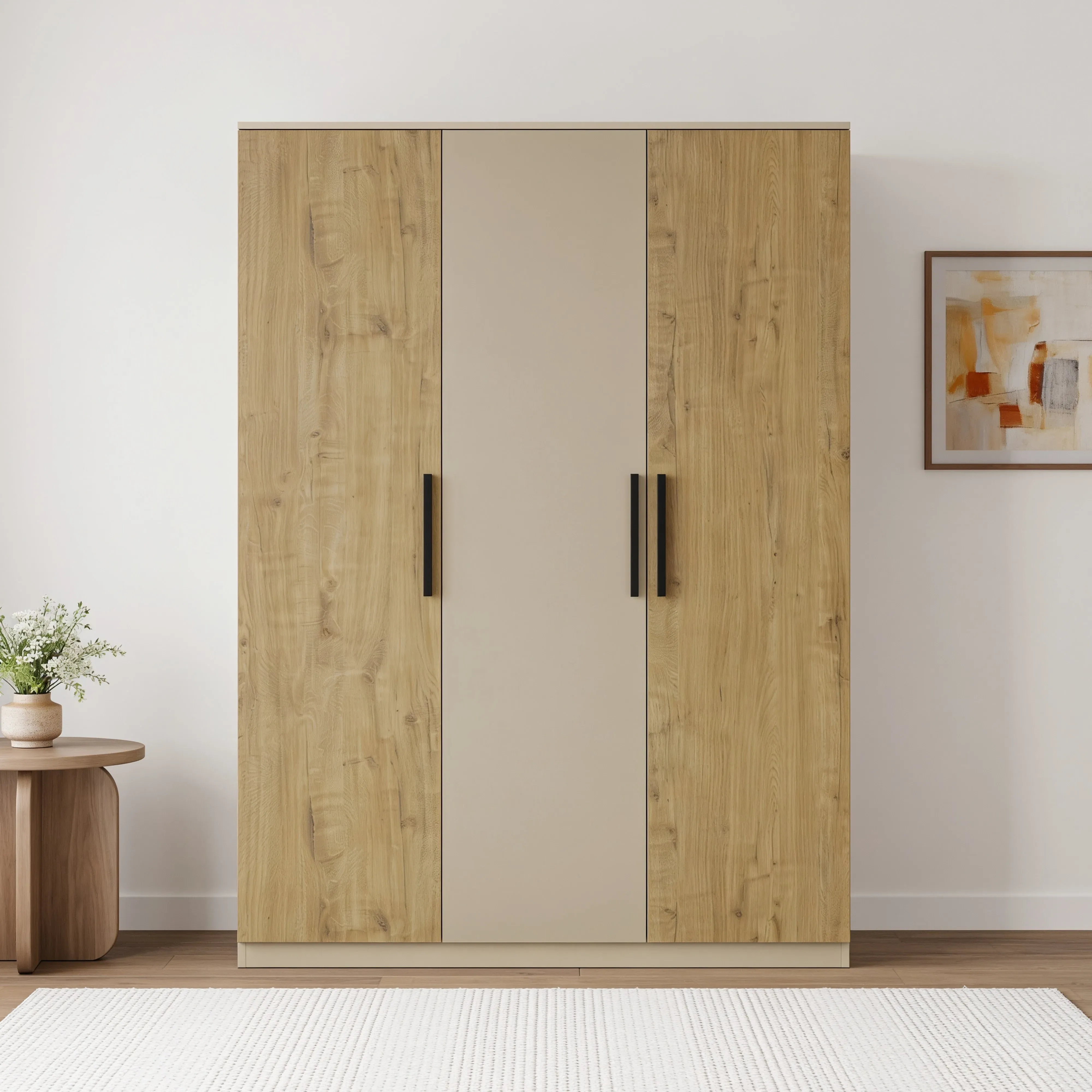 Blythe 3-Door Wardrobe with Hanging Rail - Oak & Cashmere alternate view