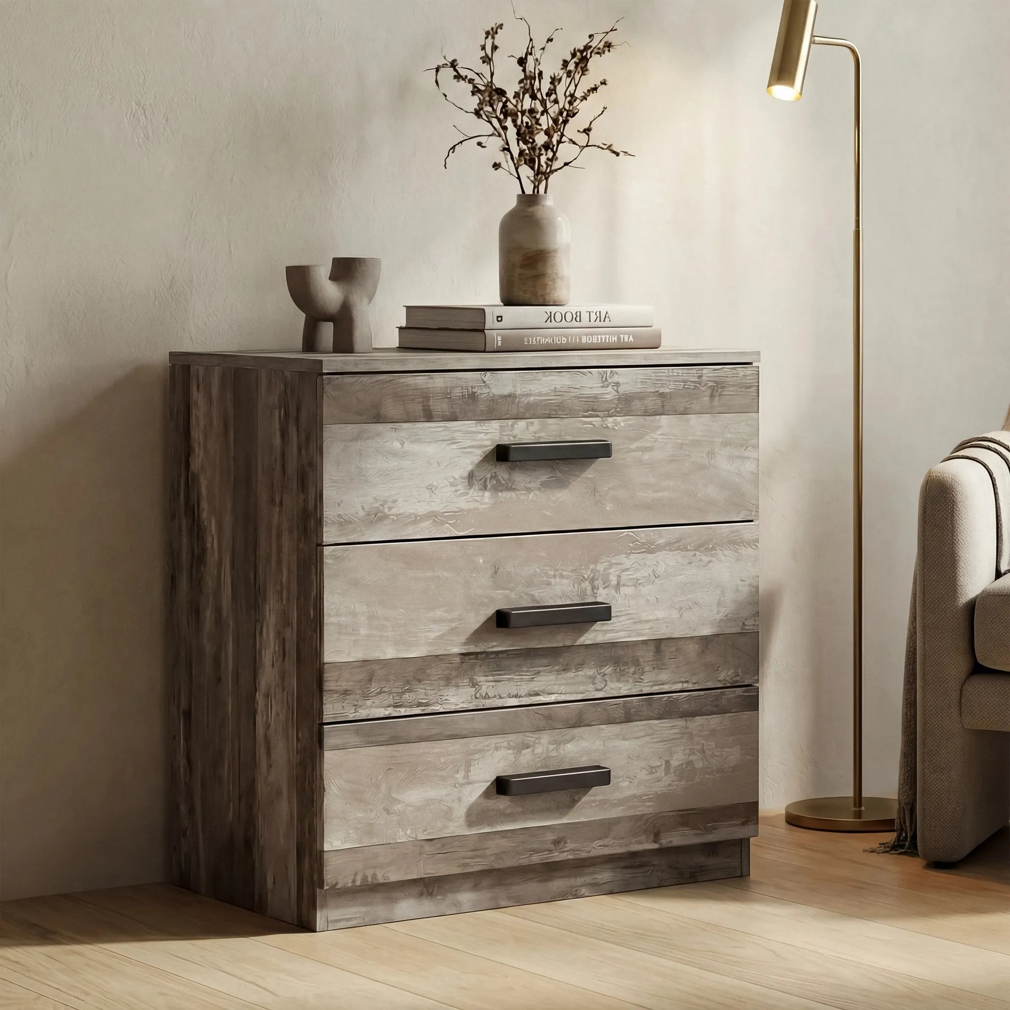 Blythe 3 Drawer Chest of Drawers - Black, Engineered Wood alternate view