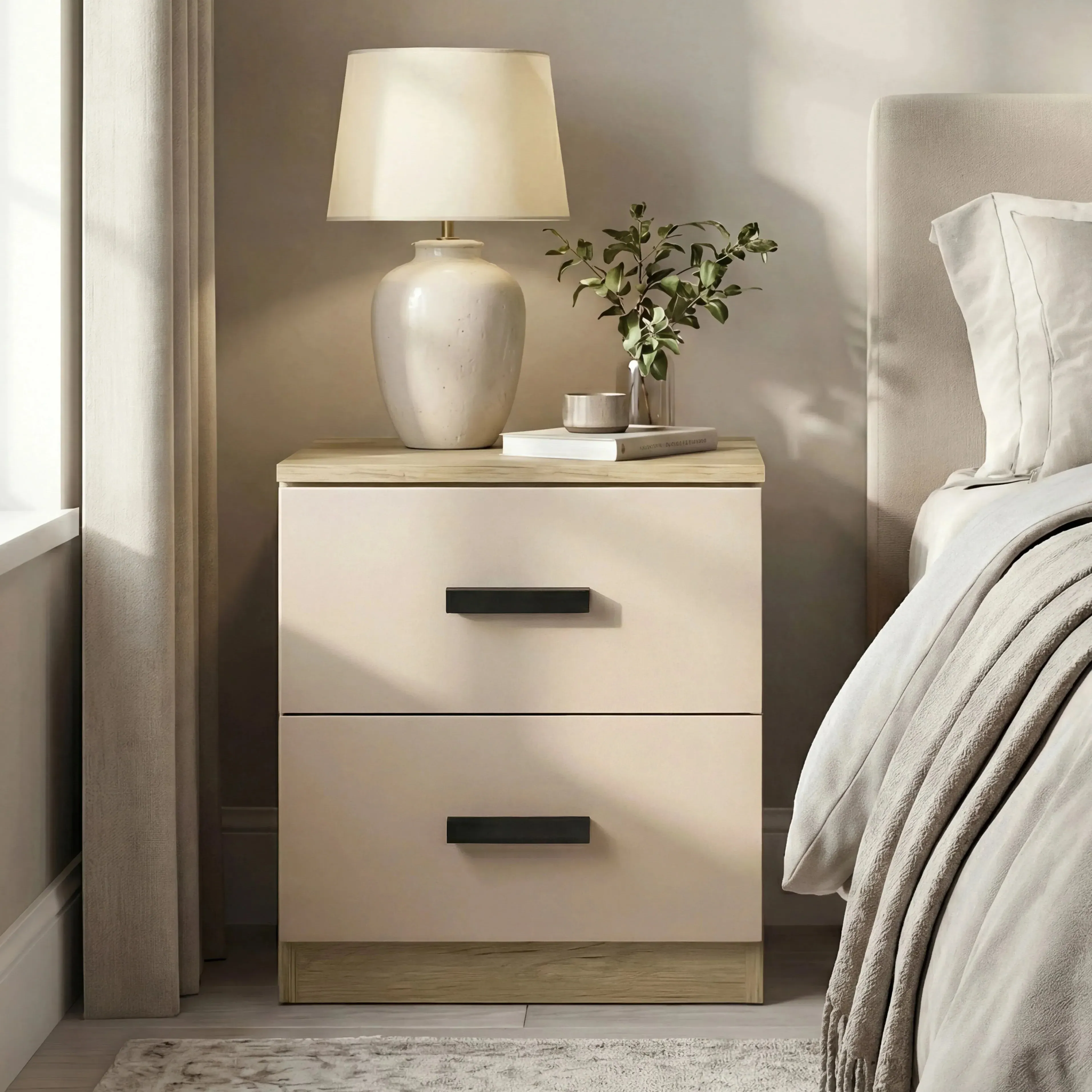 Blythe Pair of 2-Drawer Bedside Tables - Oak Cashmere alternate view