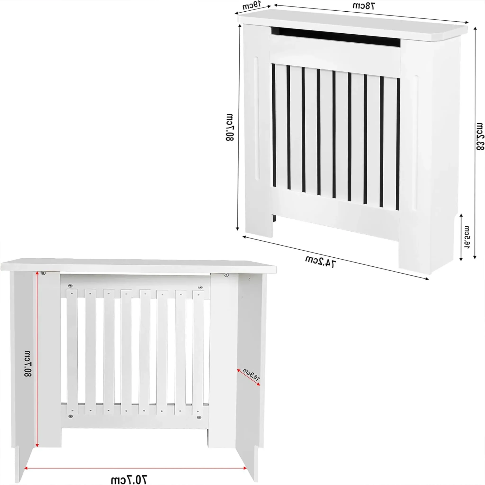 Chelsea Small Radiator Cover with Vertical Slats - White, MDF alternate view