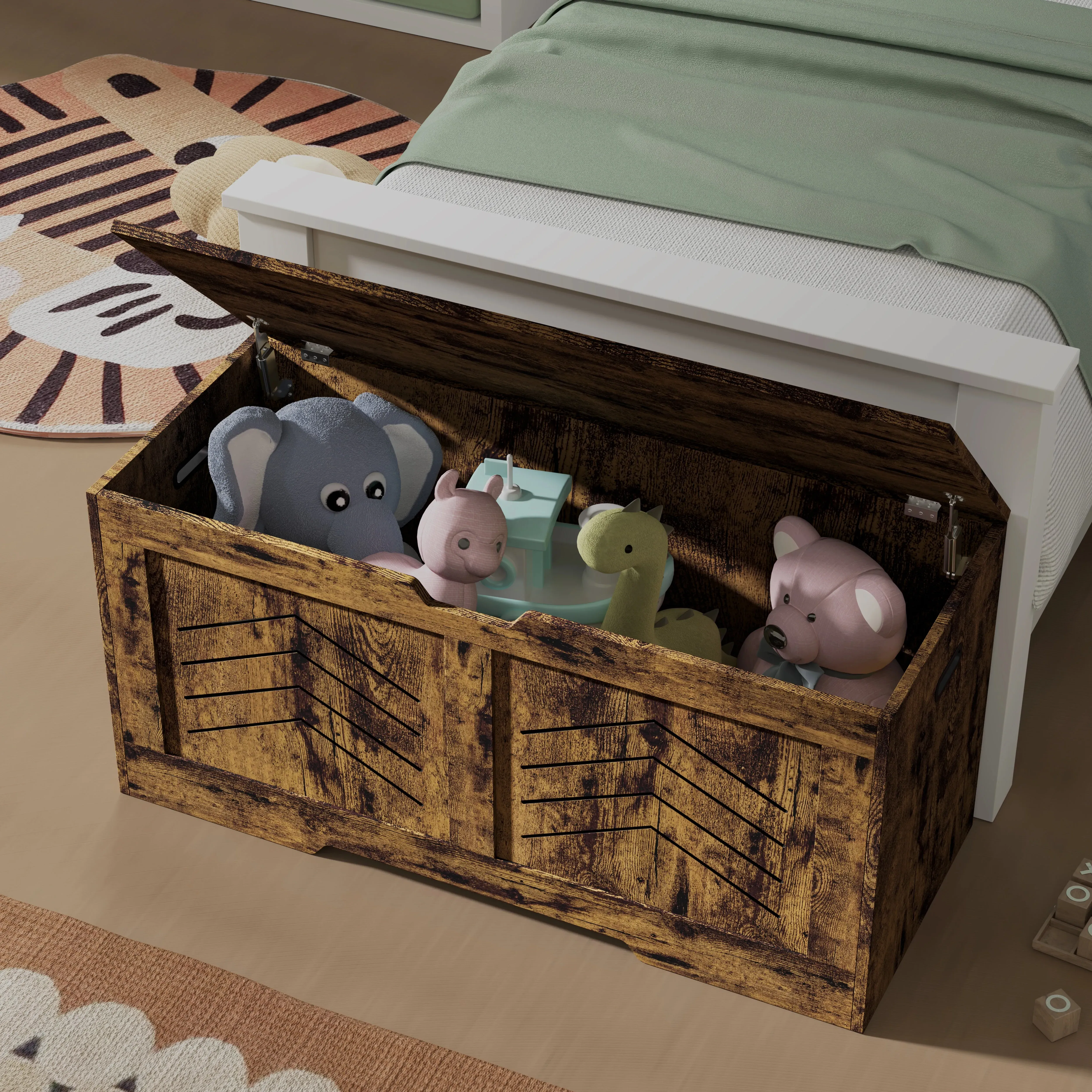Chevron Storage Chest Bench Trunk - Rustic alternate view