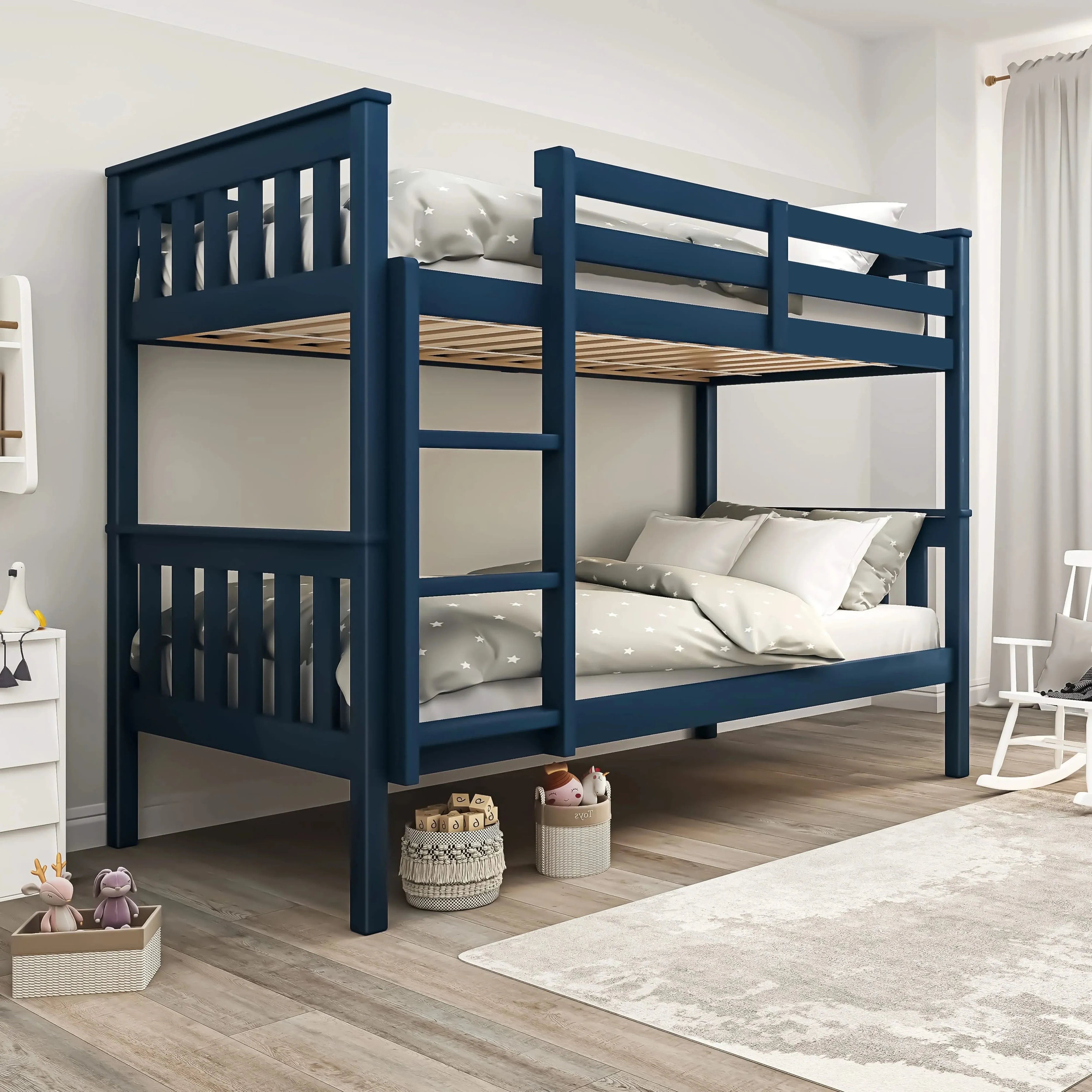 Detachable Double Bunk Bed - Blue, Solid Wood alternate view