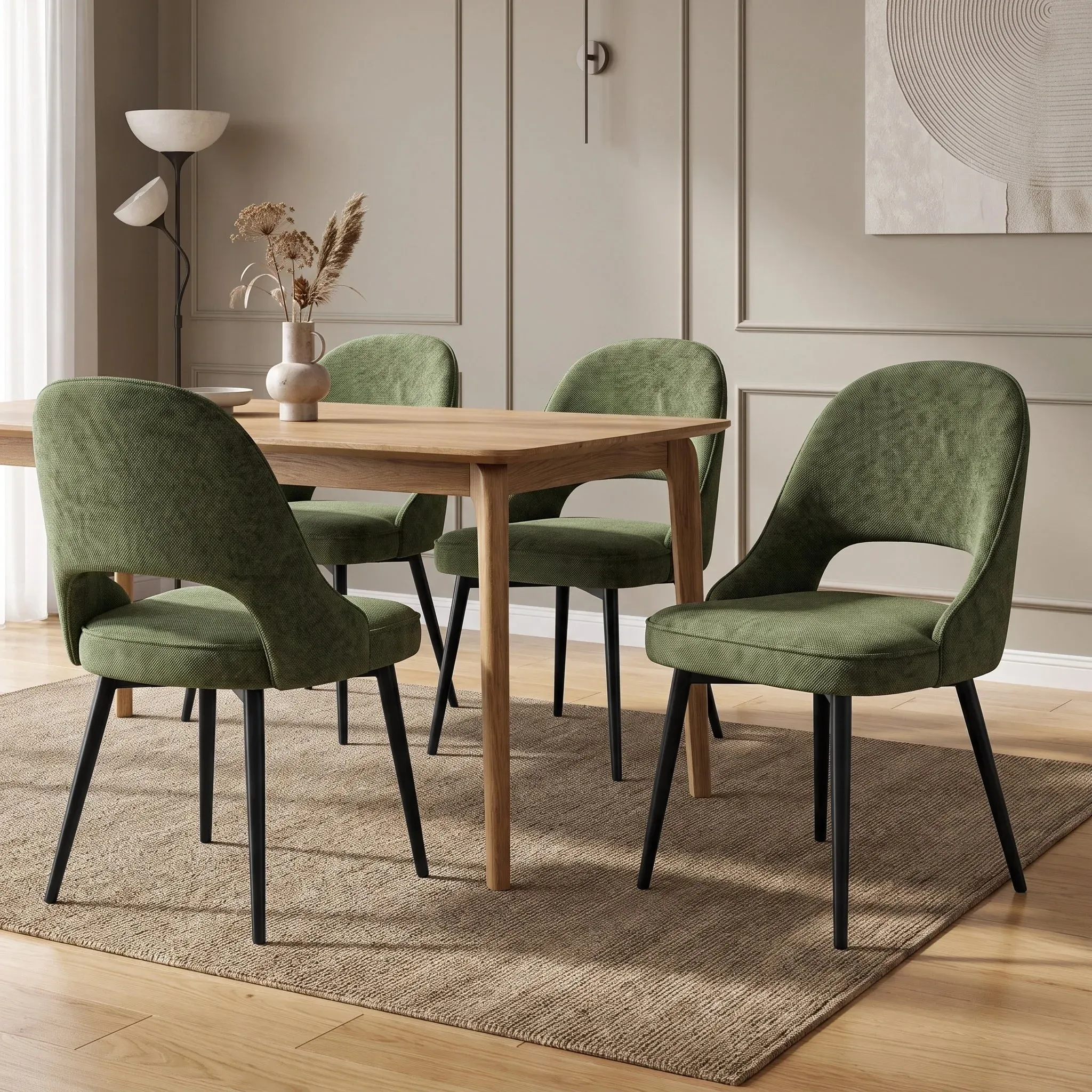 Dining Chairs Set of 2 - Black, Fabric alternate view