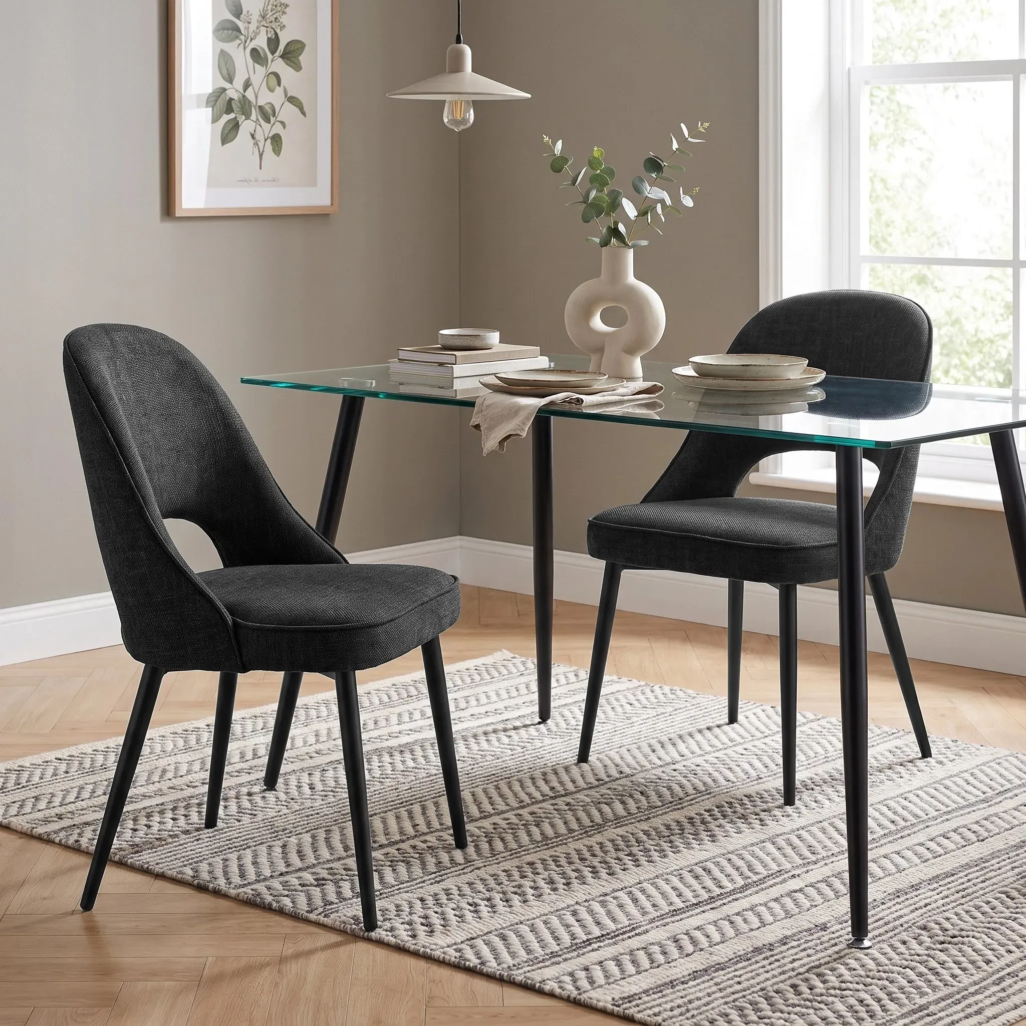 Dining Chairs Set of 2 - Black, Fabric product