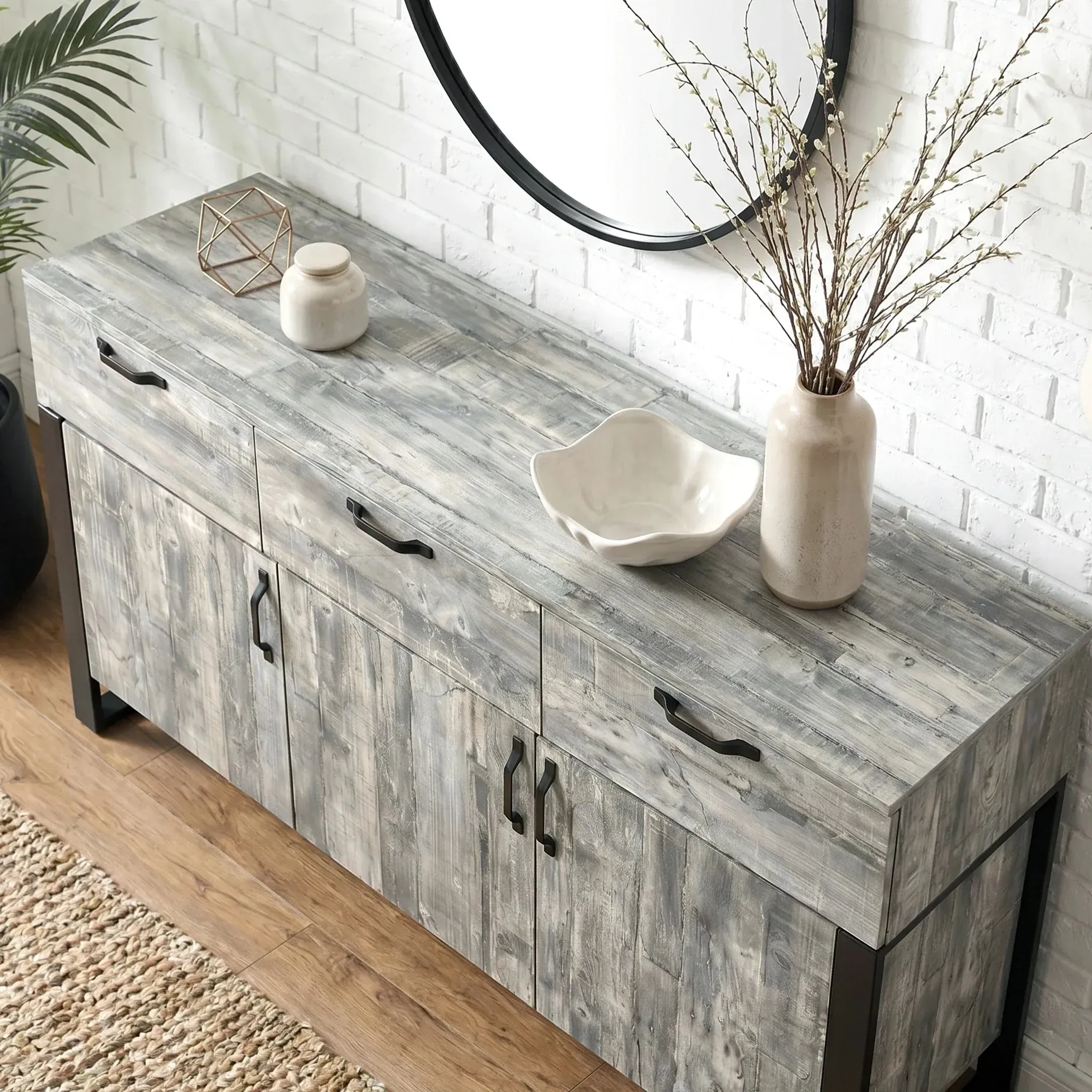 Ironmere Sideboard with Drawers & Storage Cabinet - Grey alternate view