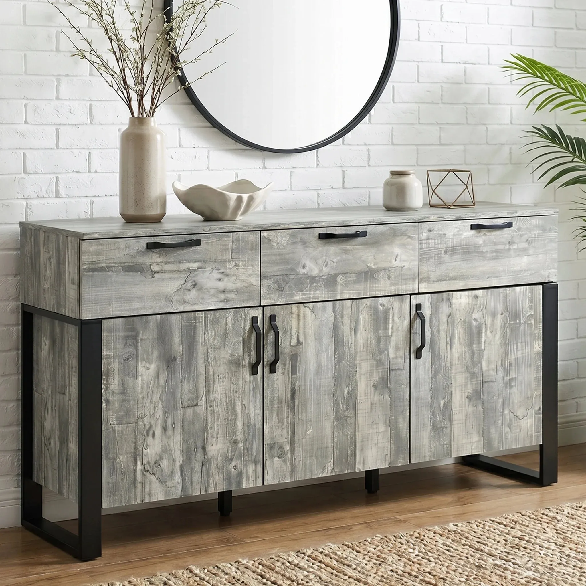 Ironmere Sideboard with Drawers & Storage Cabinet - Grey product