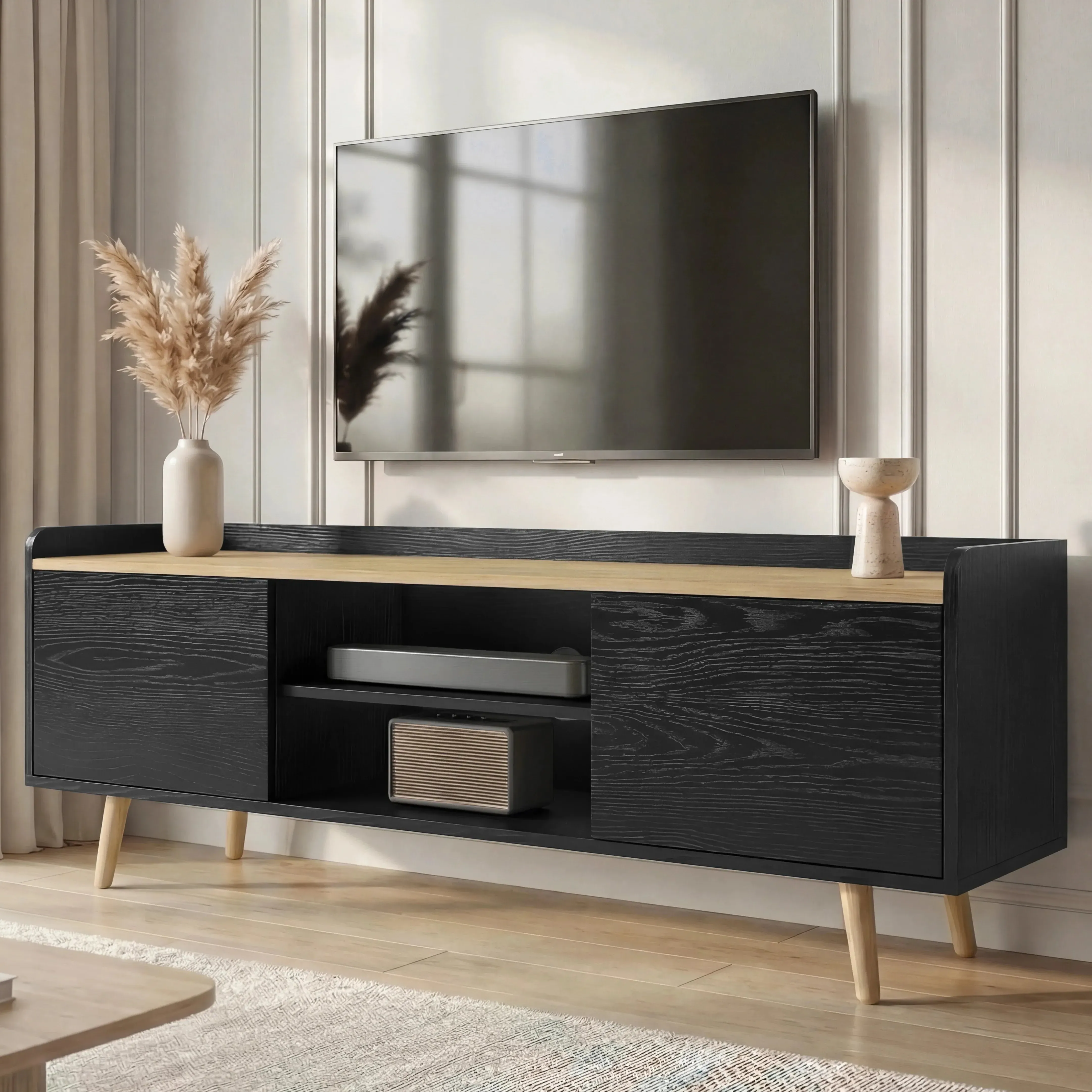 Larvik TV Unit with Shelves - Black, MDF product