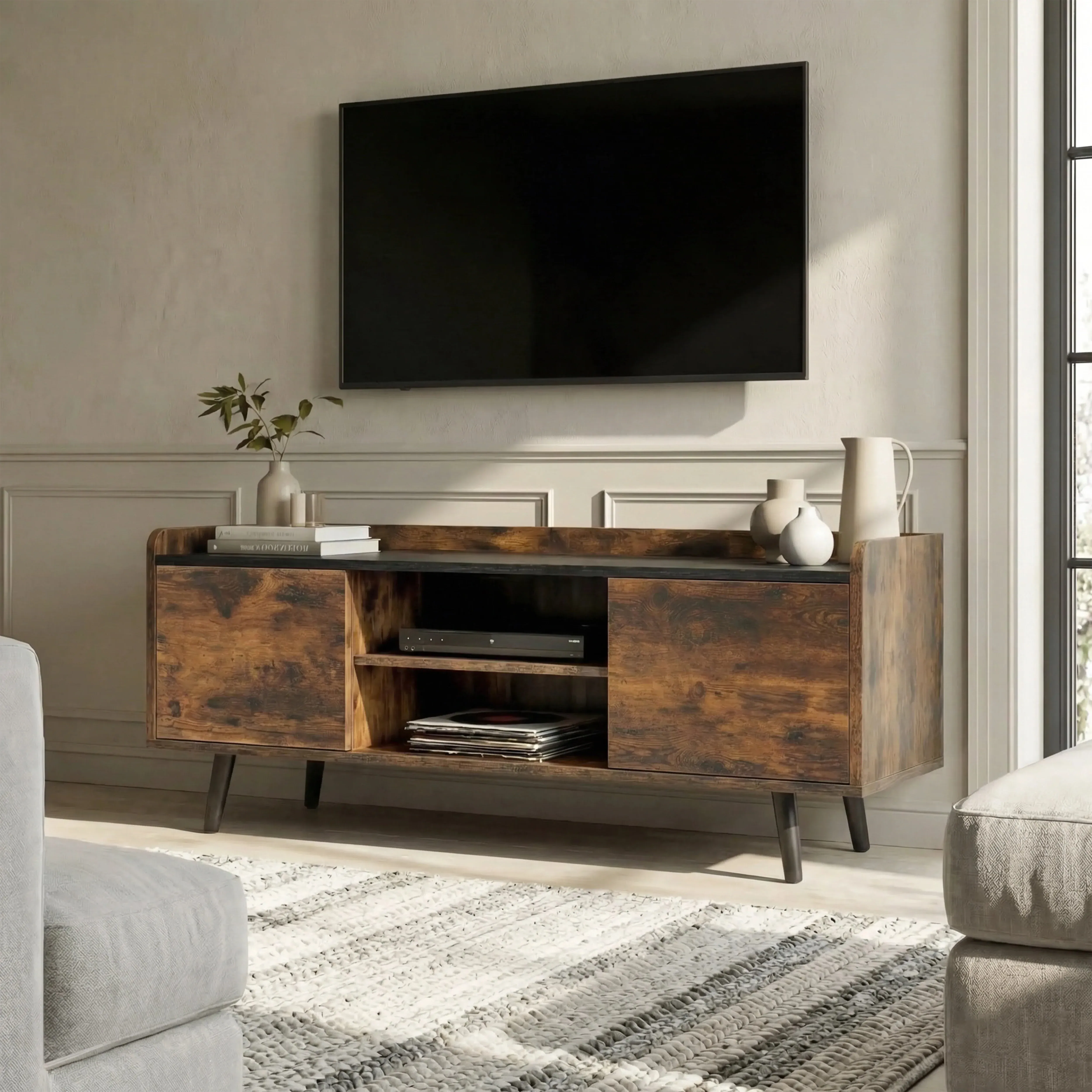Larvik TV Unit with Storage - Rustic alternate view