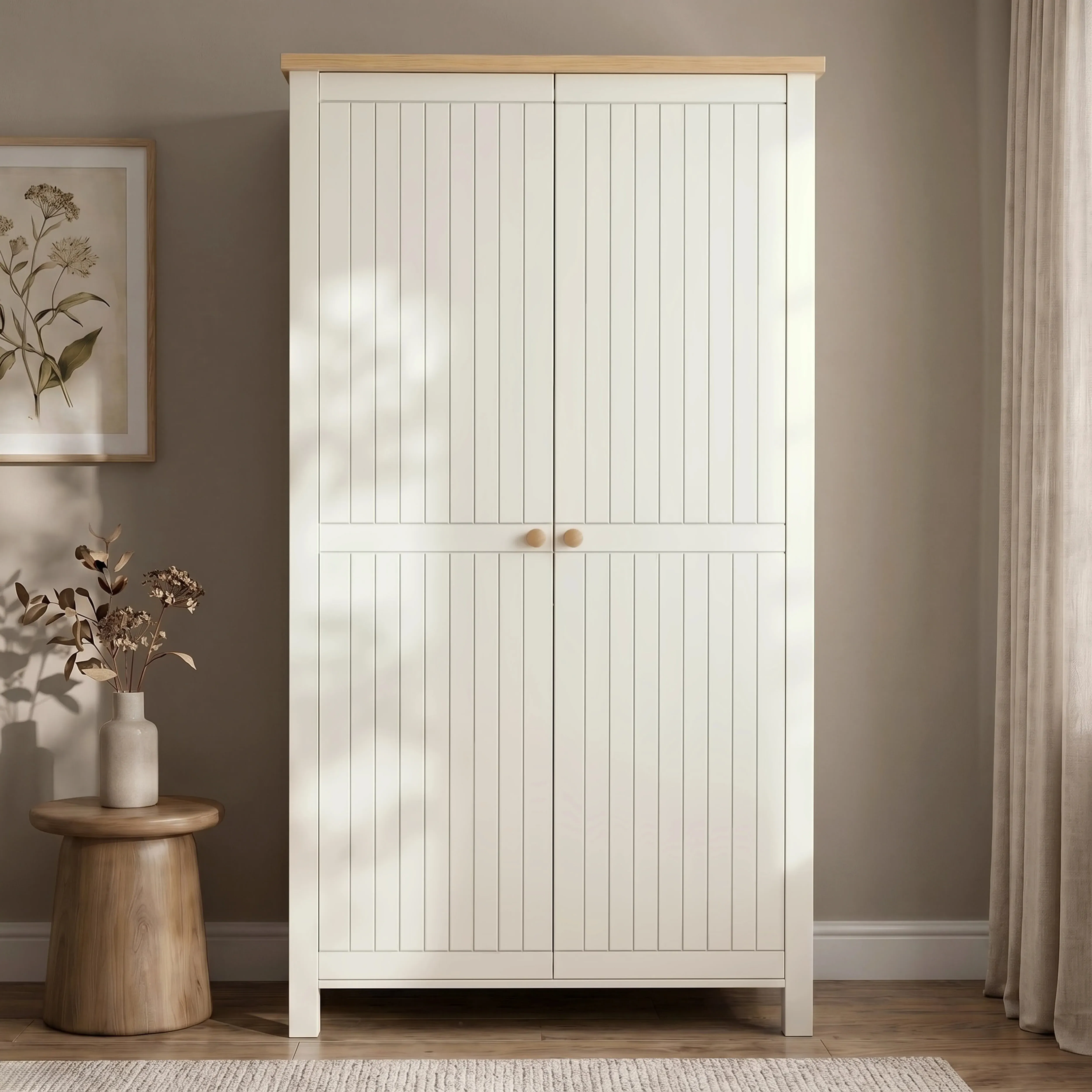 Linra 2-Door Double Wardrobe with Shelves & Hanging Rail - White product