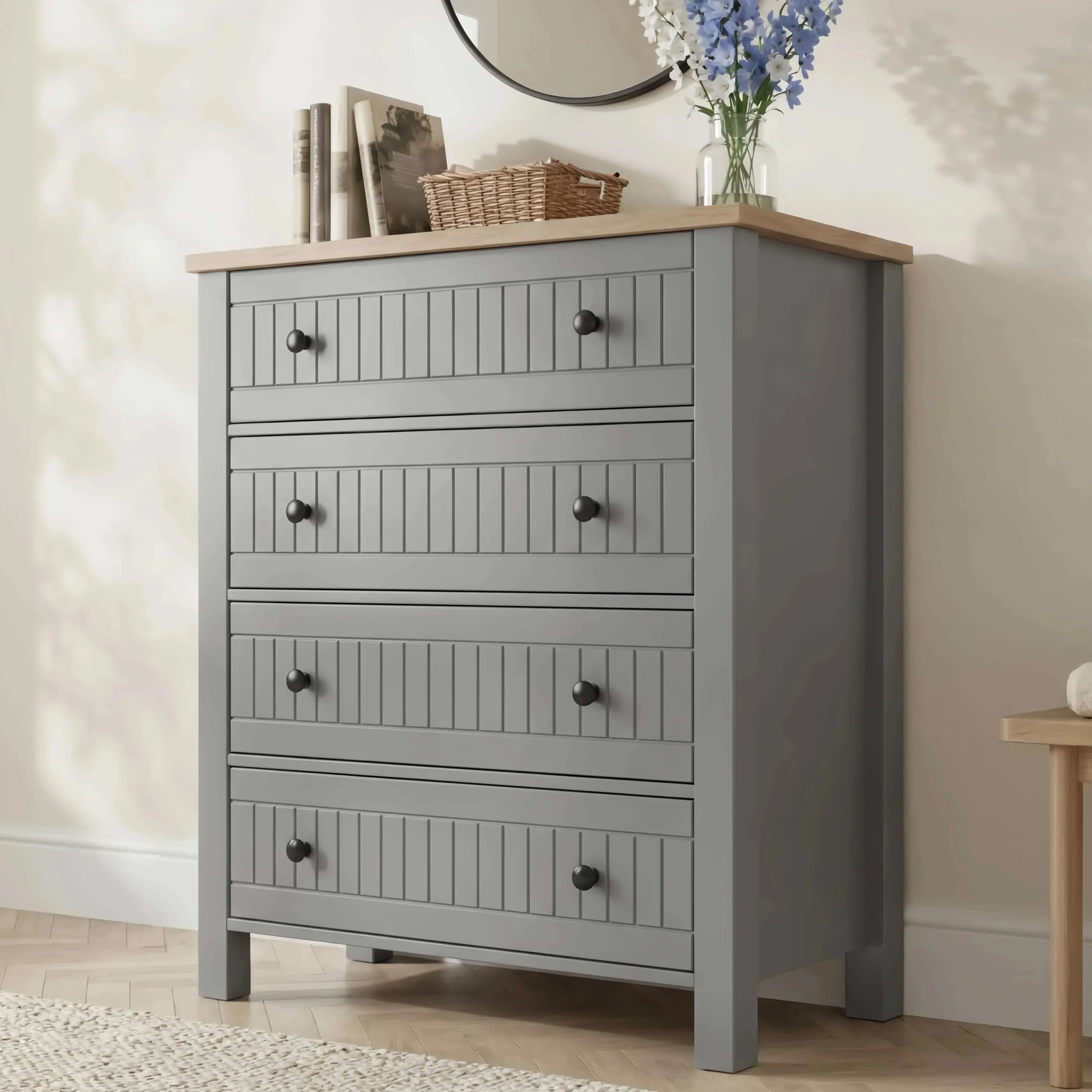 Linra 4-Drawer Chest of Drawers - Grey, MDF product