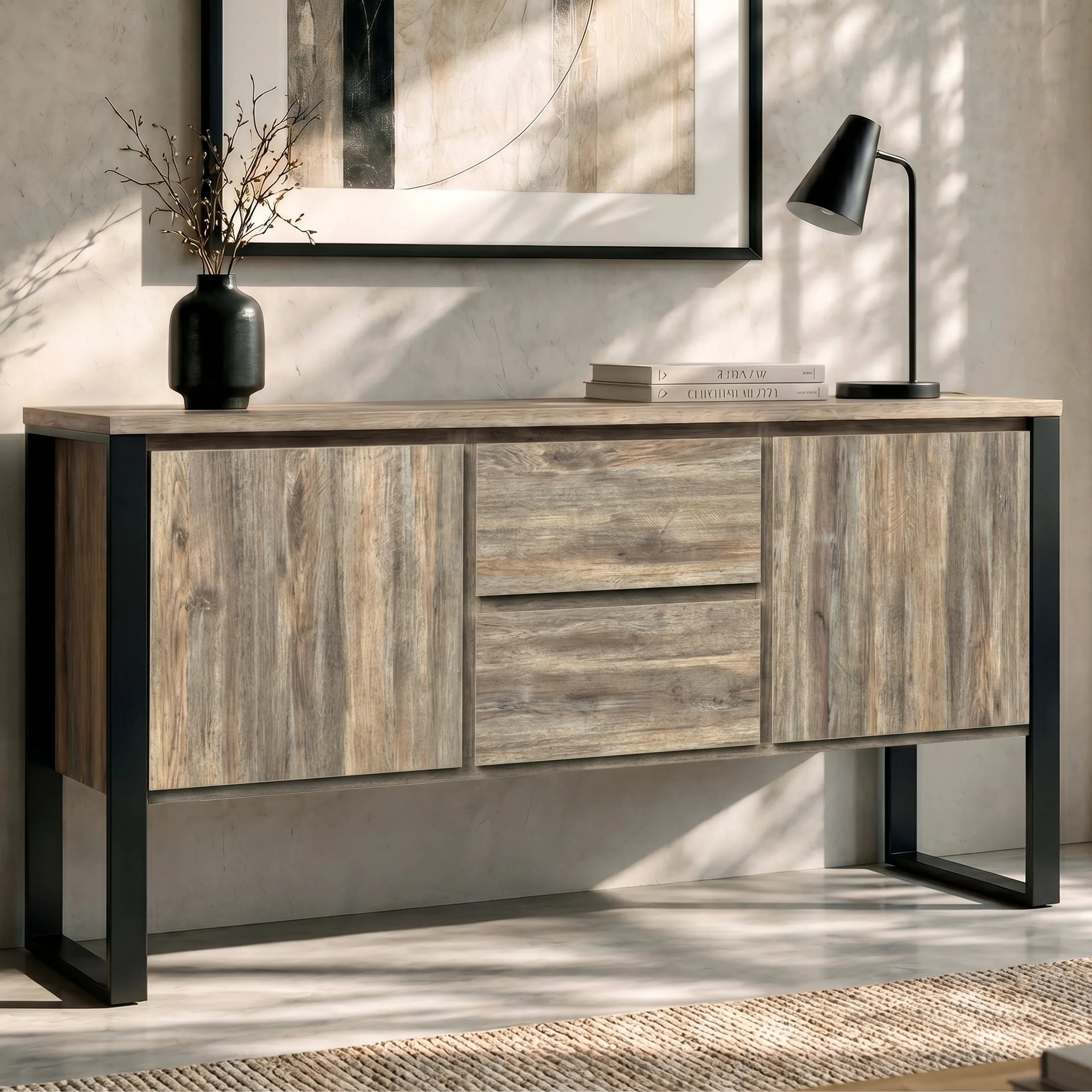 Millwright Sideboard Cabinet with Drawers - Smokey Oak Effect product