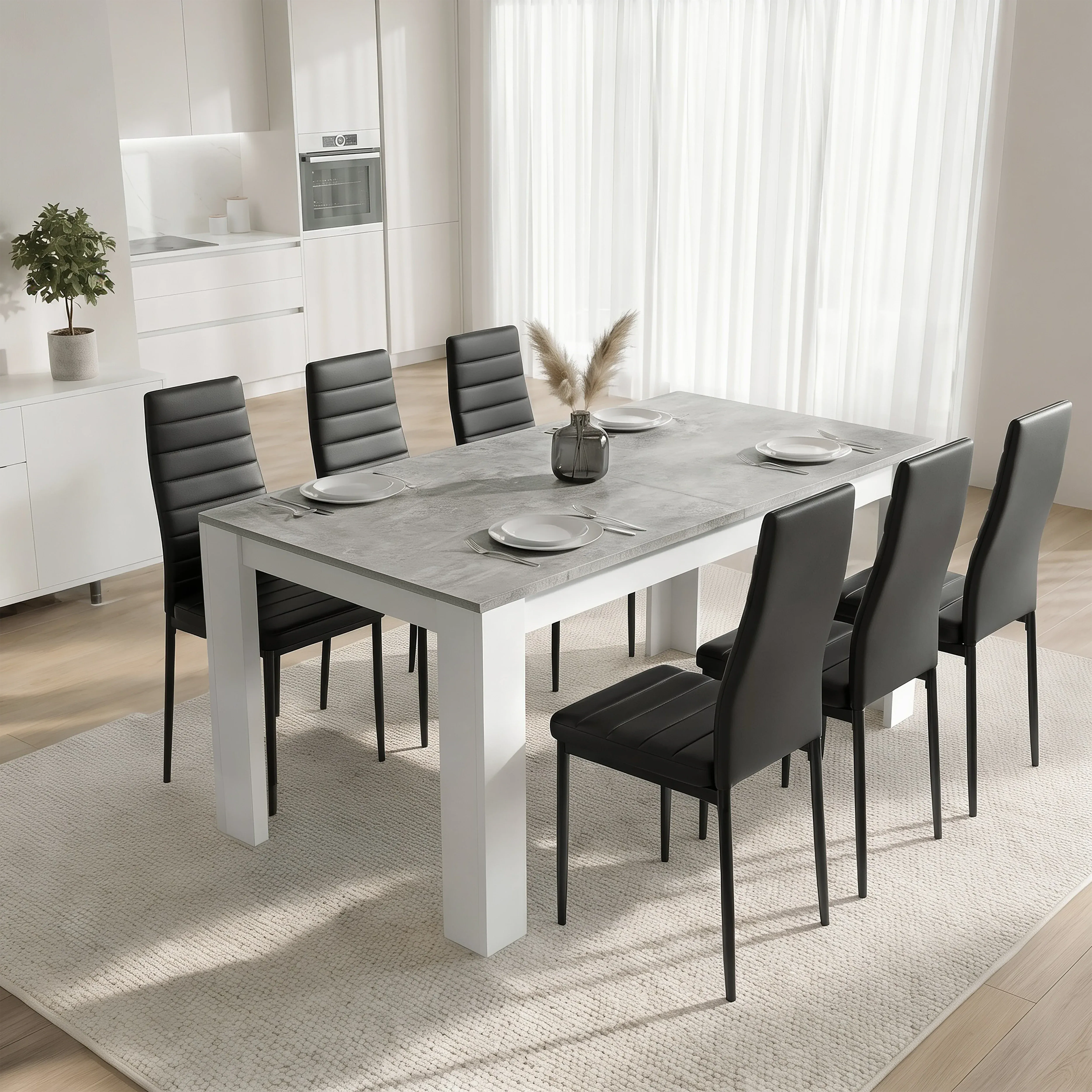 Milo 6-8 Seater Extendable Dining Table - Concrete Effect alternate view