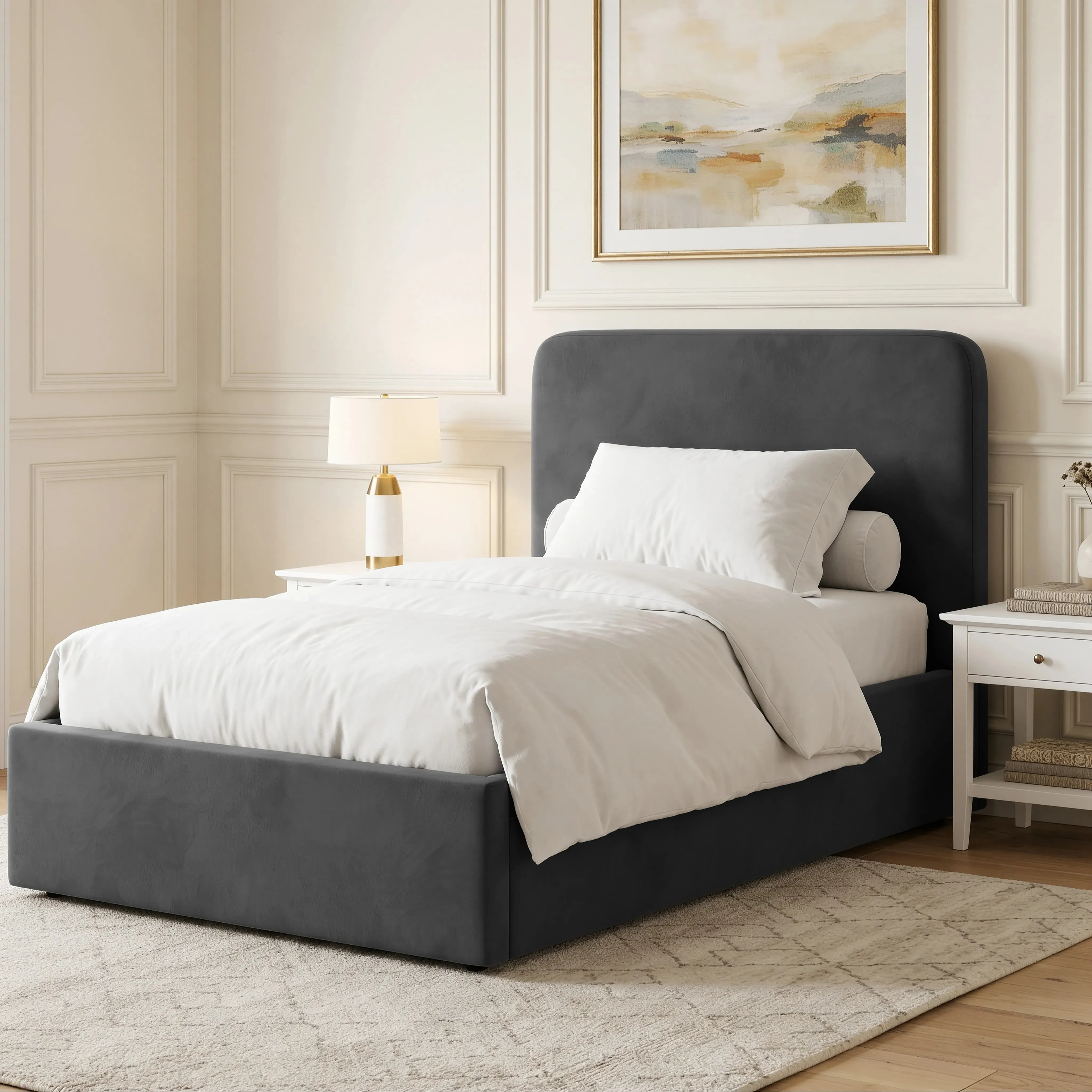 Pluva Small Double Ottoman Storage Bed Frame - Grey, Velvet by Dream Home Store