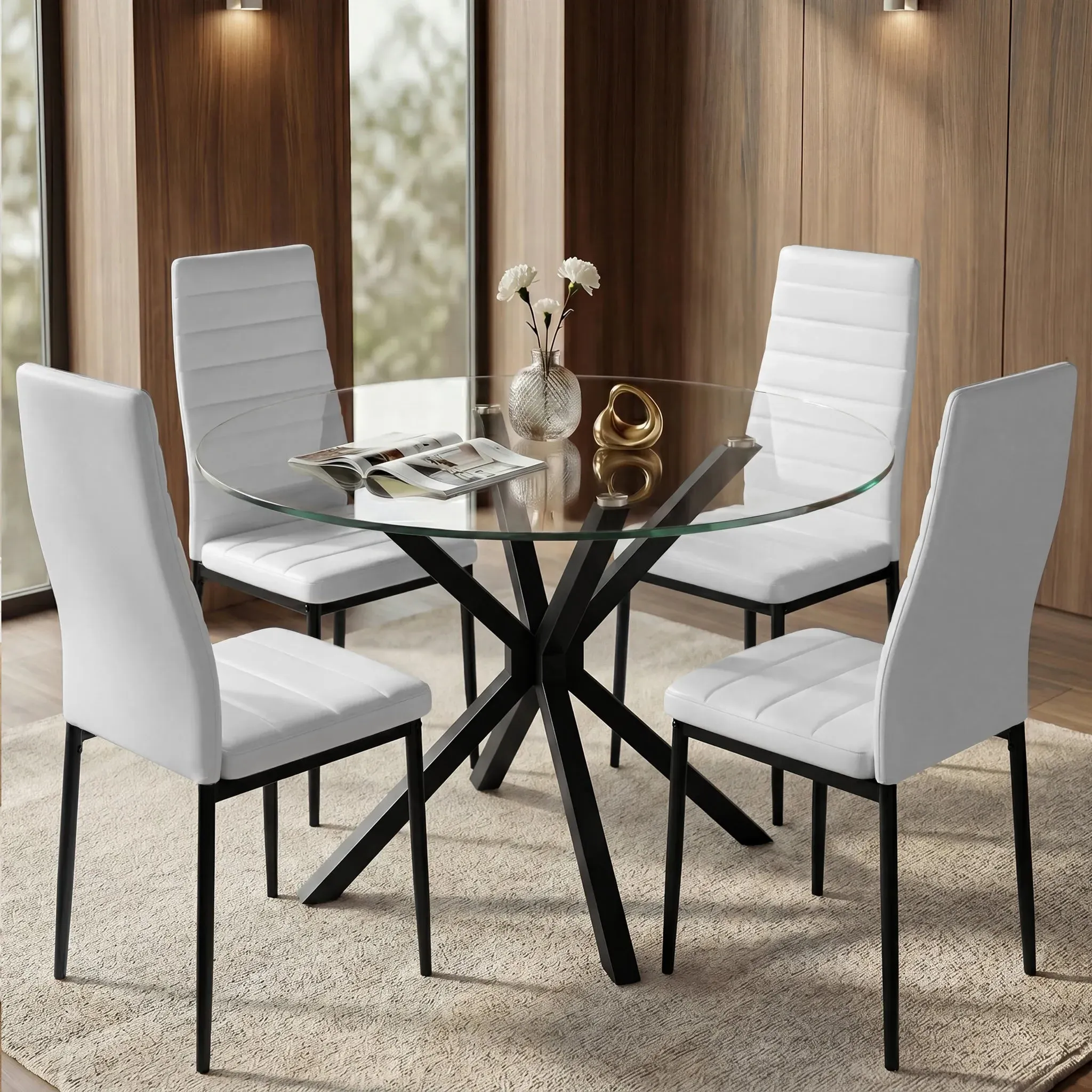 PU Leather High-Back Dining Chairs Set of 4 - Cream product