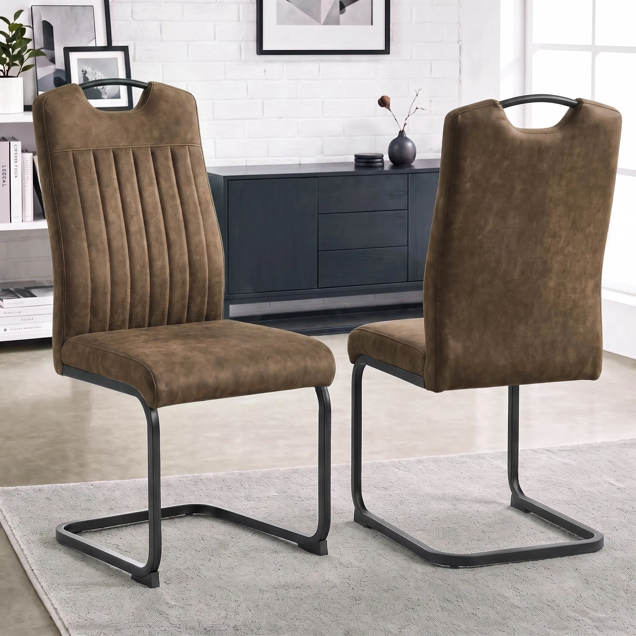 Retro Metal Dining Chairs Set of 4 - Dark Brown alternate view