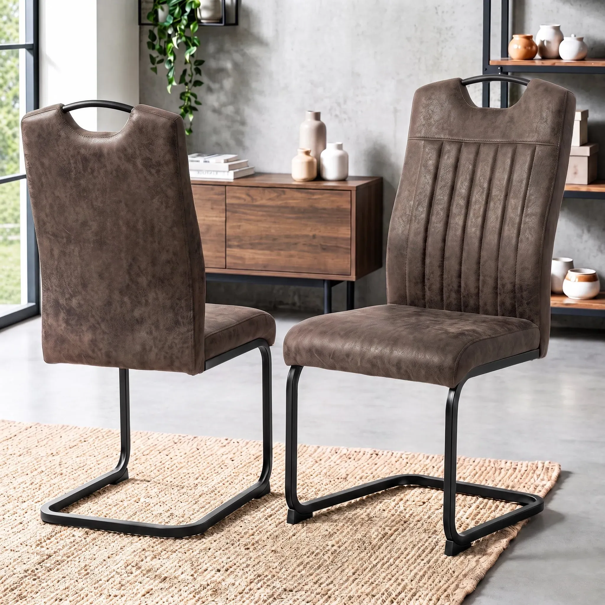 Retro Metal Dining Chairs Set of 4 - Rust Brown alternate view