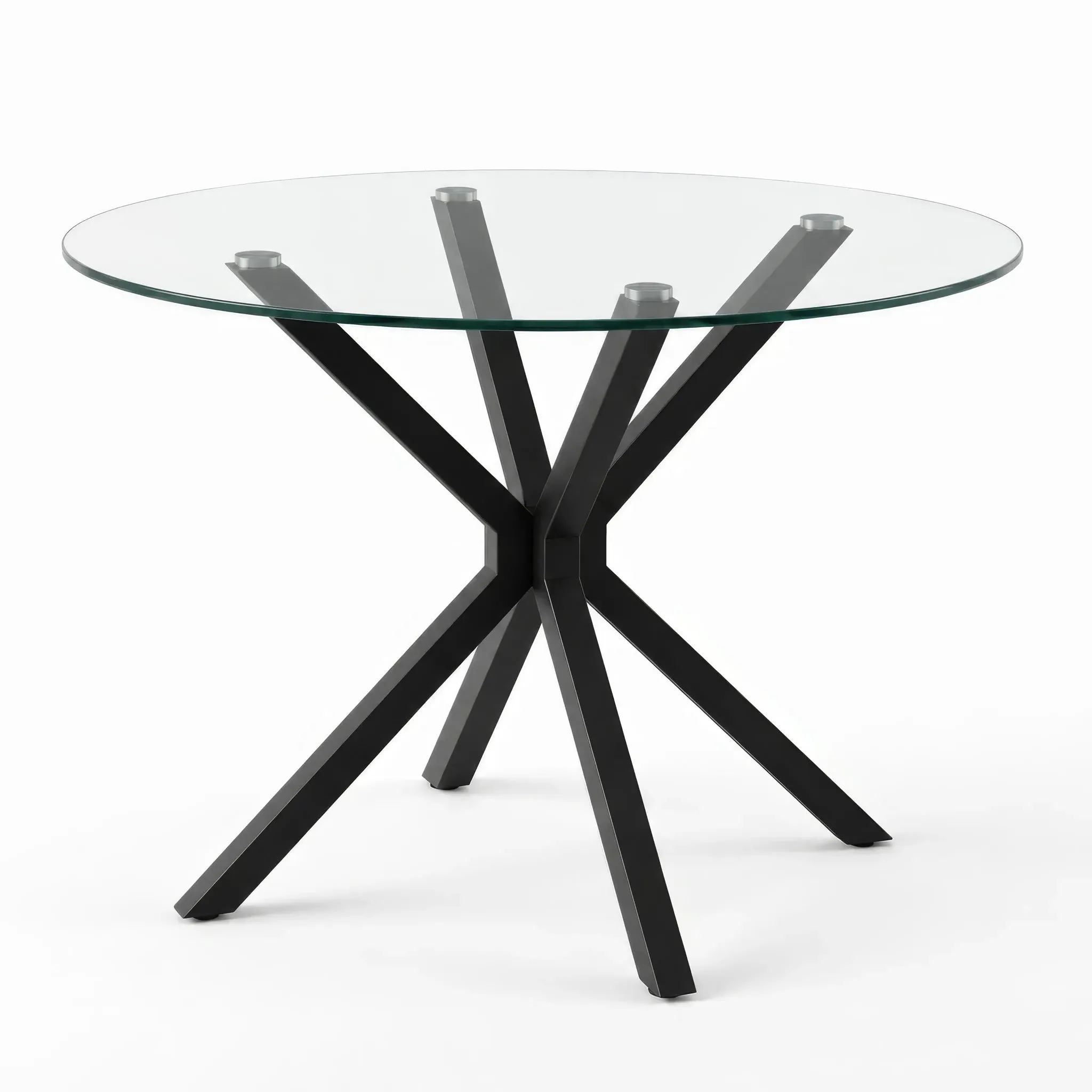 Round Dining Table with Black Iron Legs - Glass alternate view