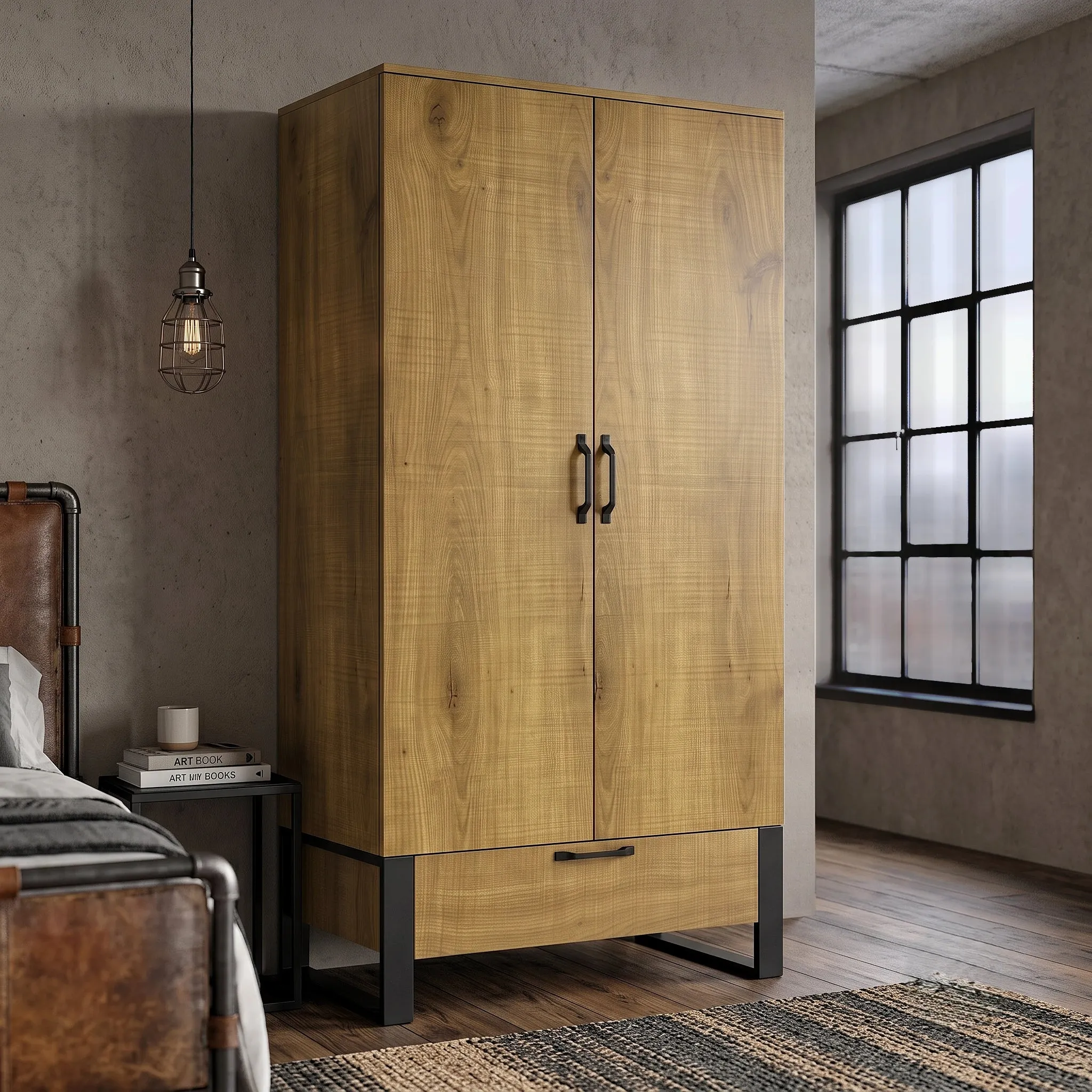 Rustvale 2 Door Wardrobe with Drawer - Oak Effect product