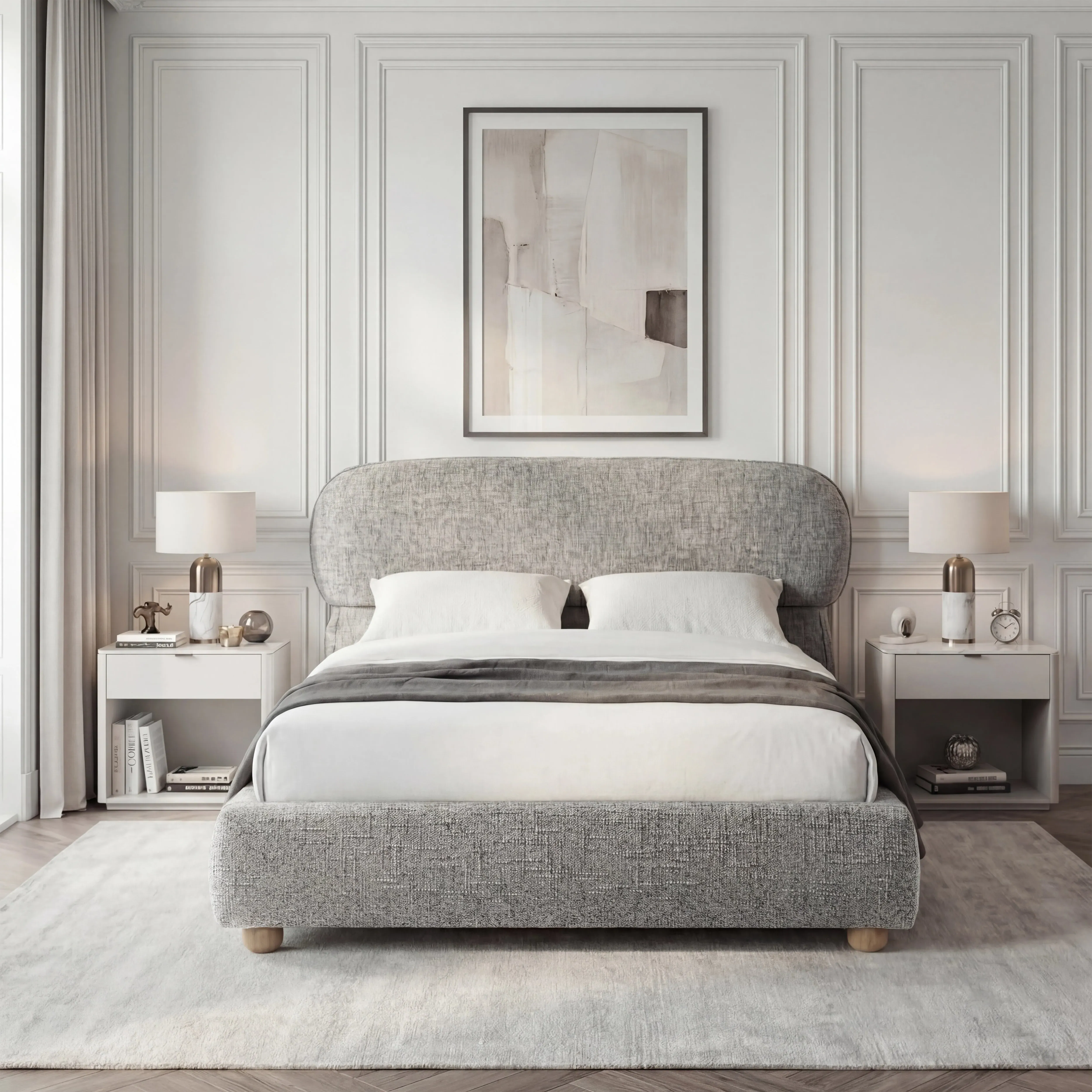 Serilya Double Ottoman Bed Frame with Headboard - Grey alternate view