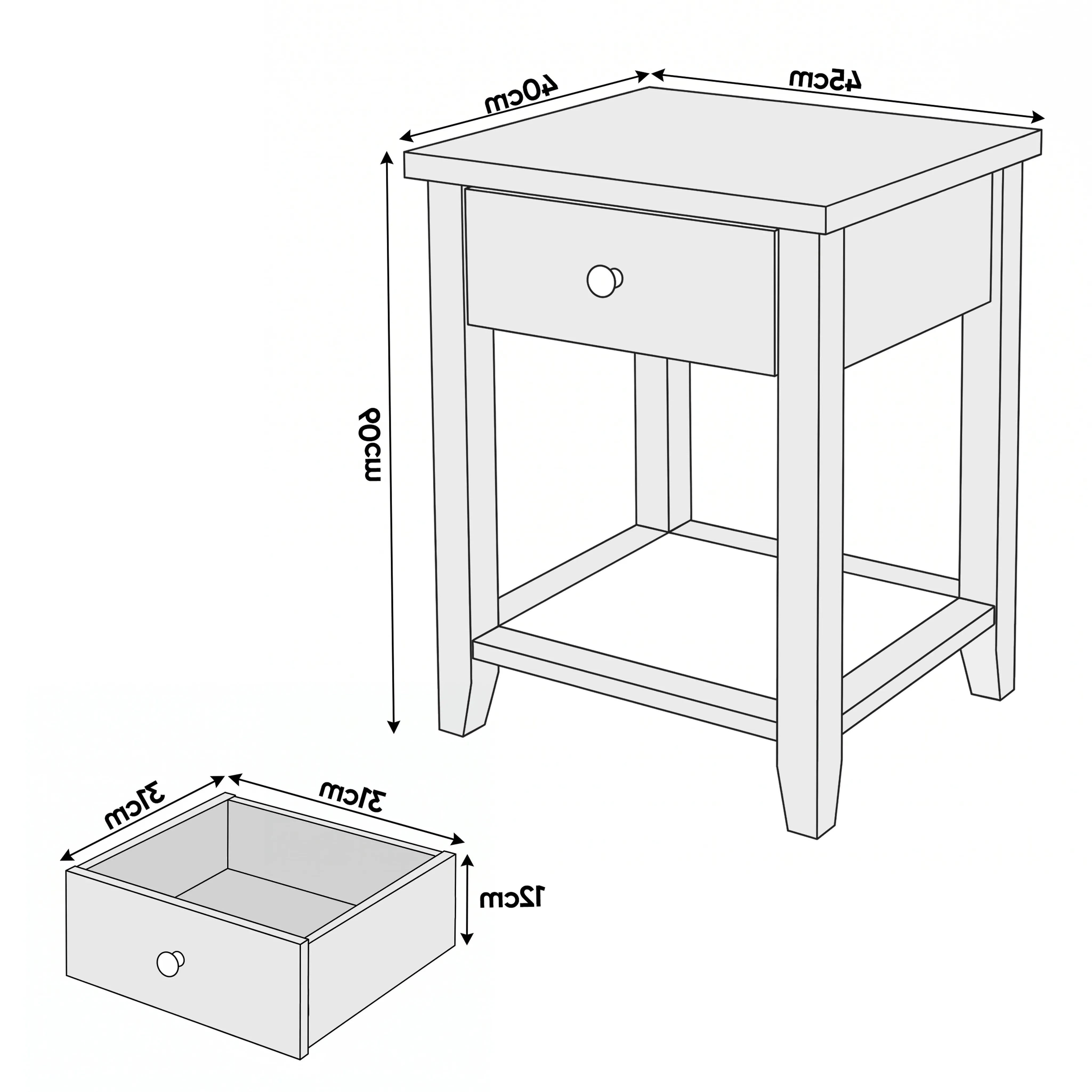 Shaker Bedside Table with Drawer and Open Shelf - Grey alternate view