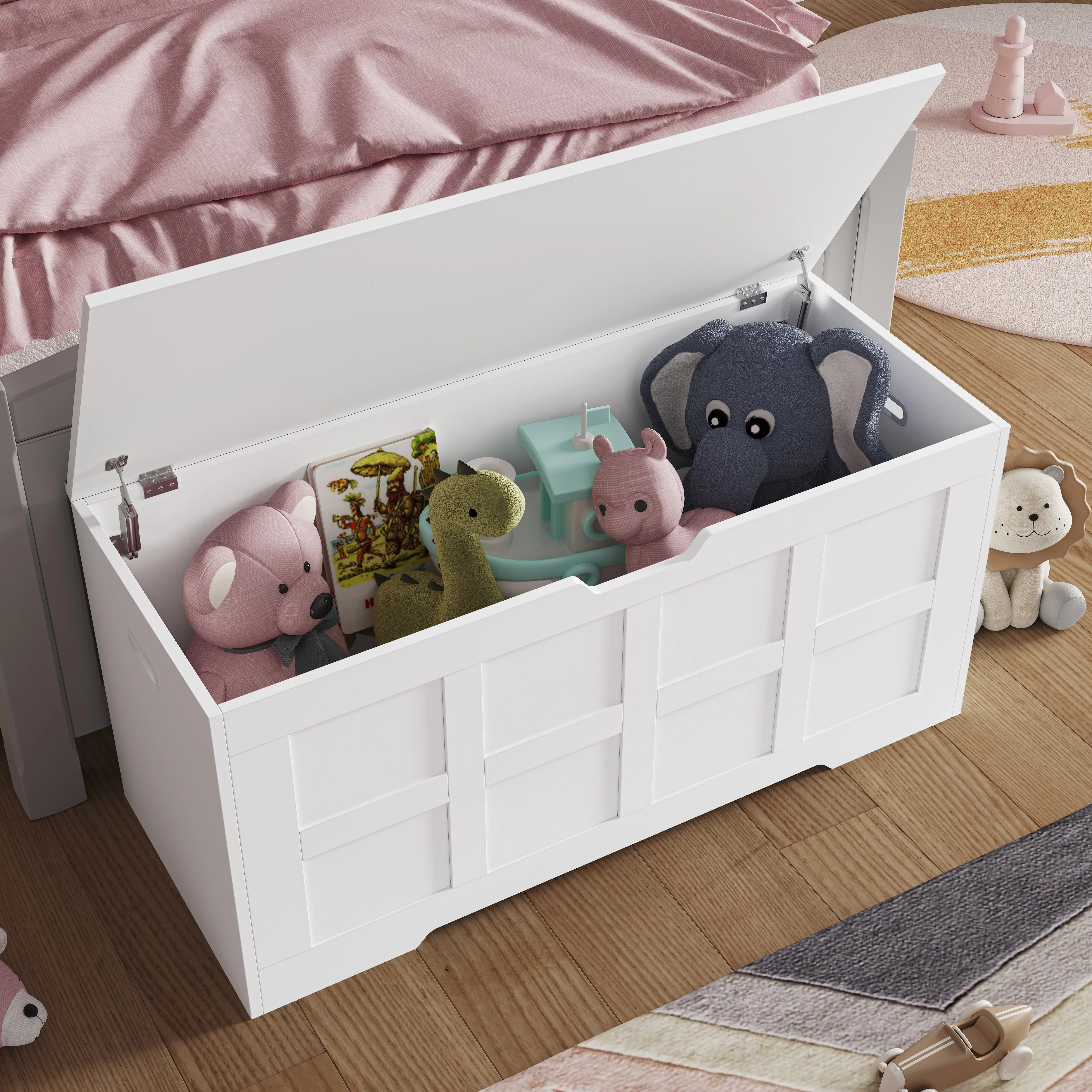Shaker Blanket Box Storage Chest with Soft-Close Lid - White alternate view