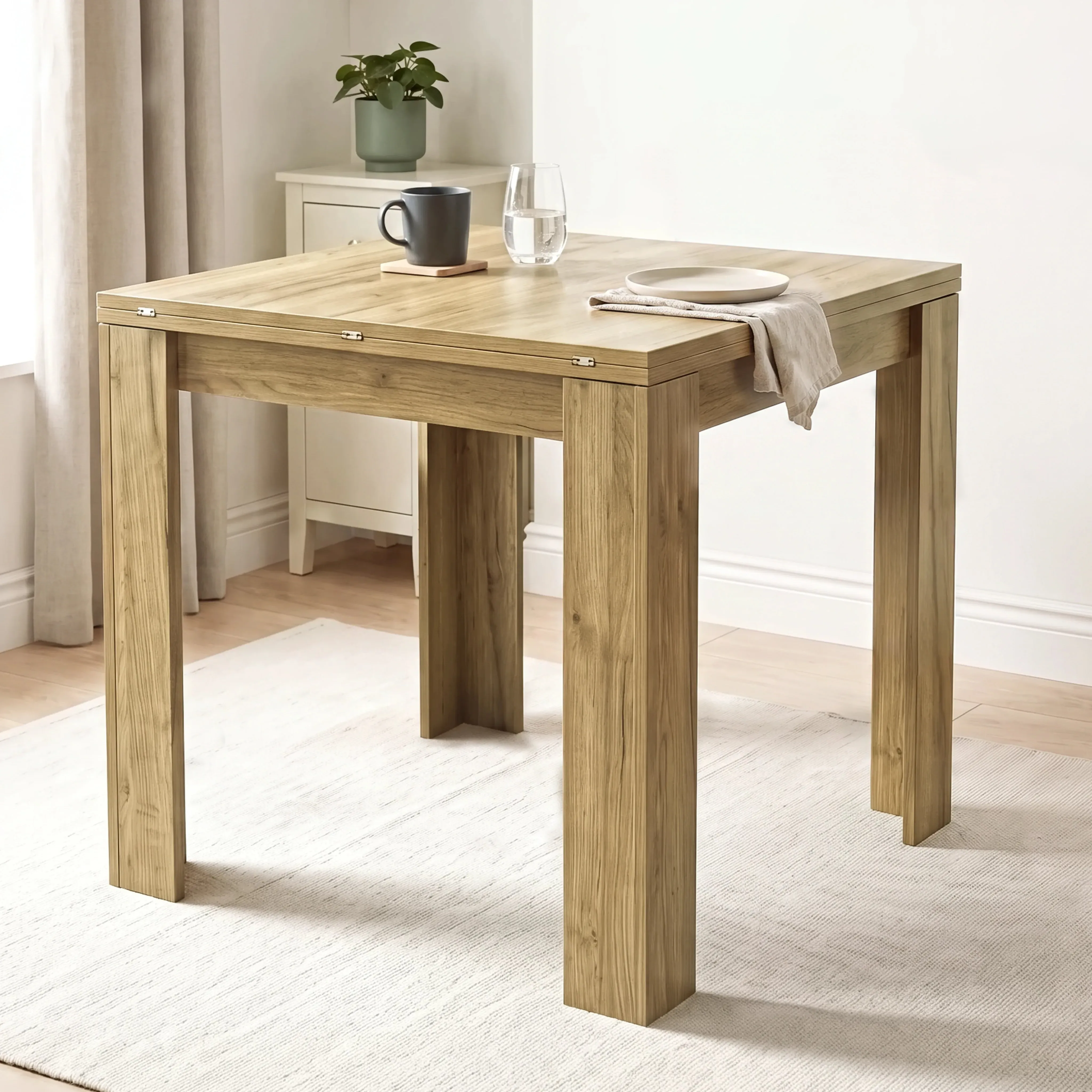 Small Square Flip Top Extendable Dining Table - Black alternate view