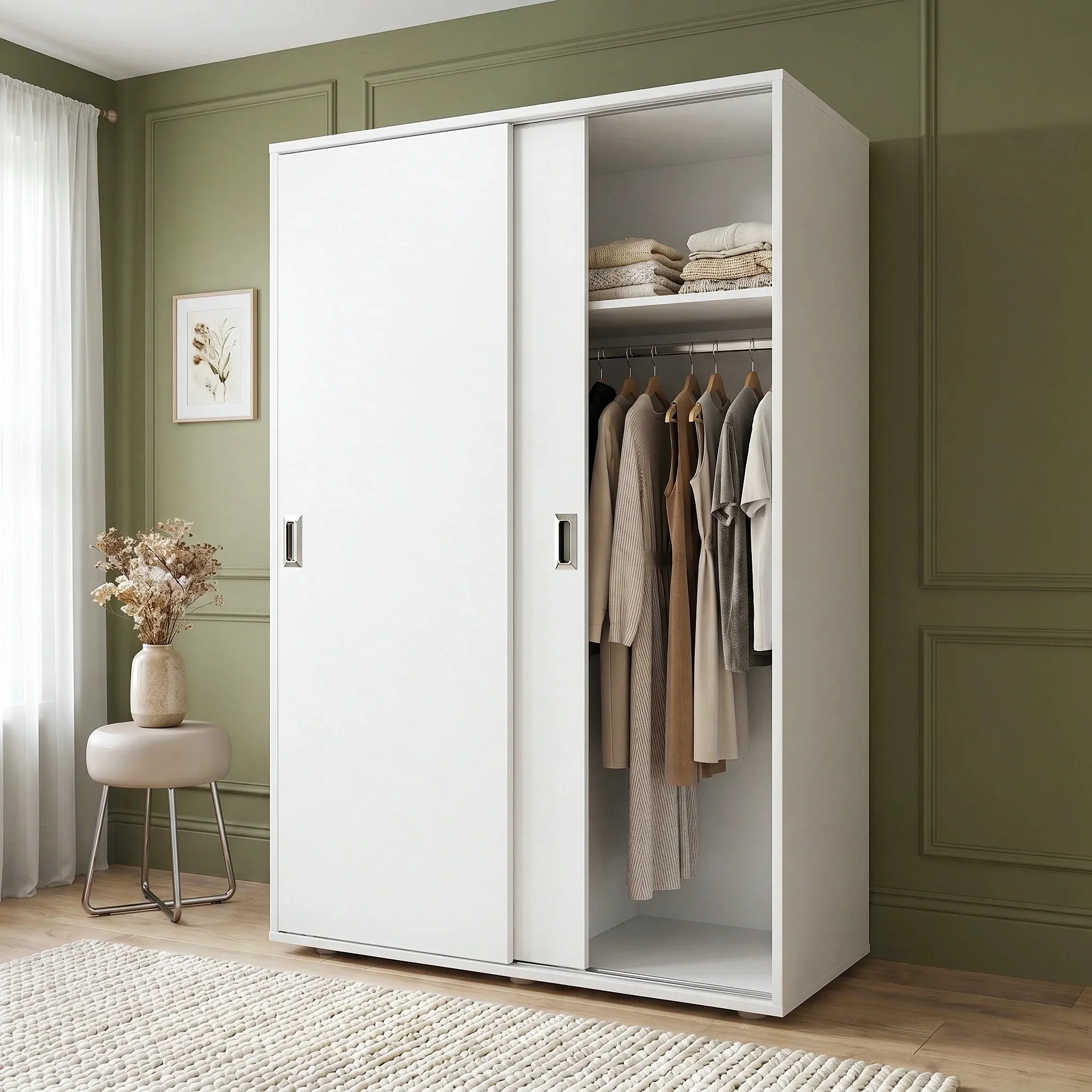 Torvek 2-Door Sliding Wardrobe with Shelves - White product