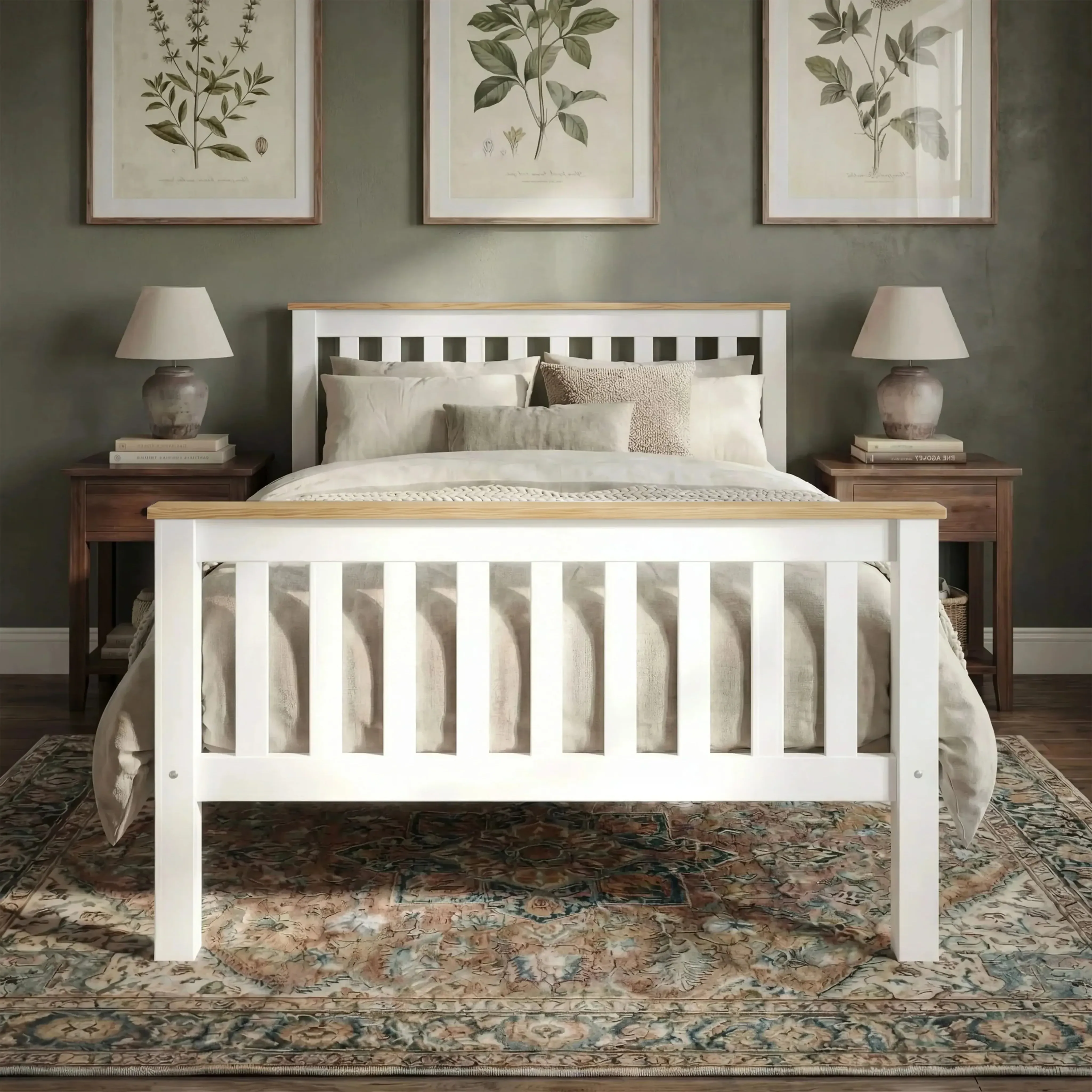 Wooden Single Bed Frame - White, Pine alternate view
