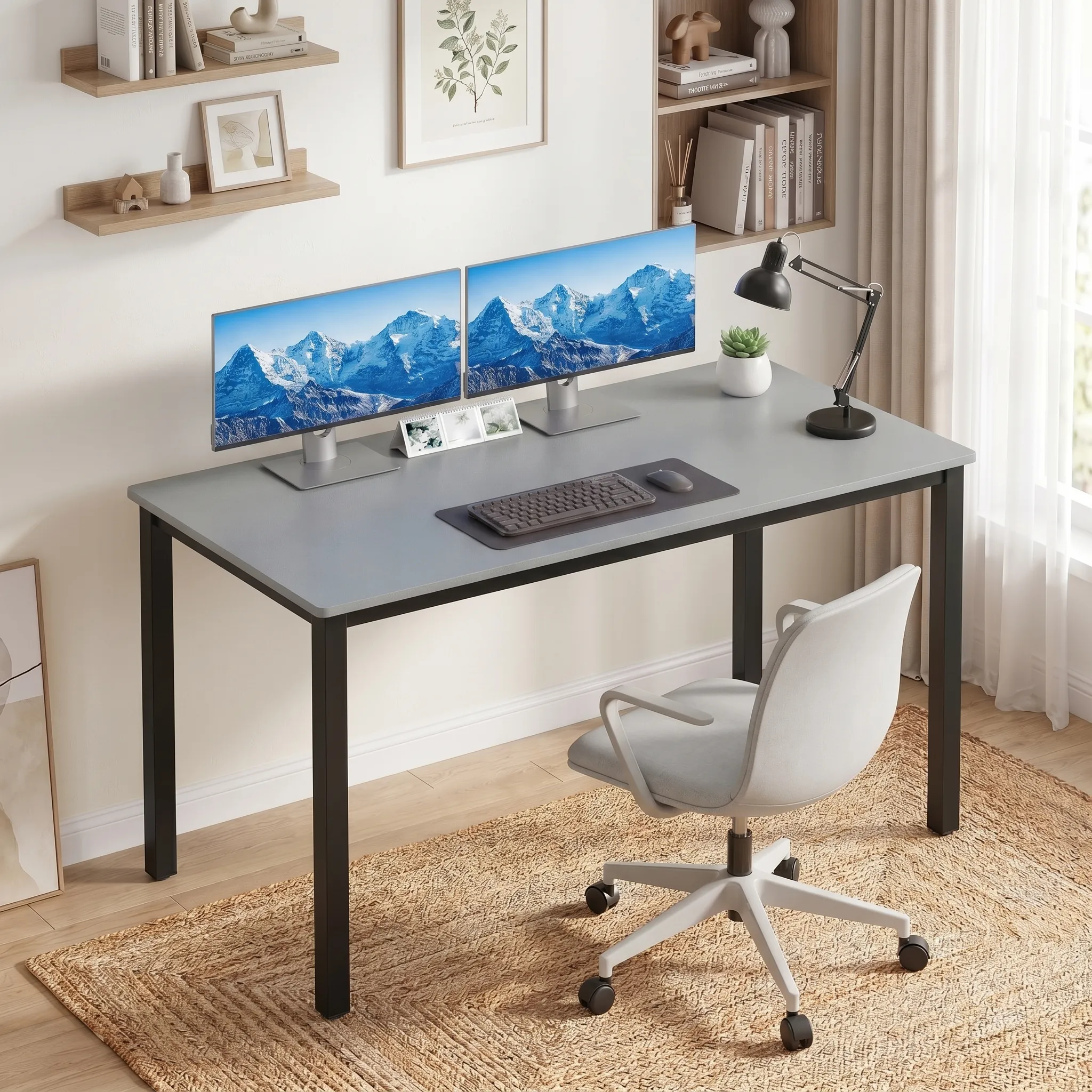 Writing Desk - Grey, Iron & Engineered Wood alternate view