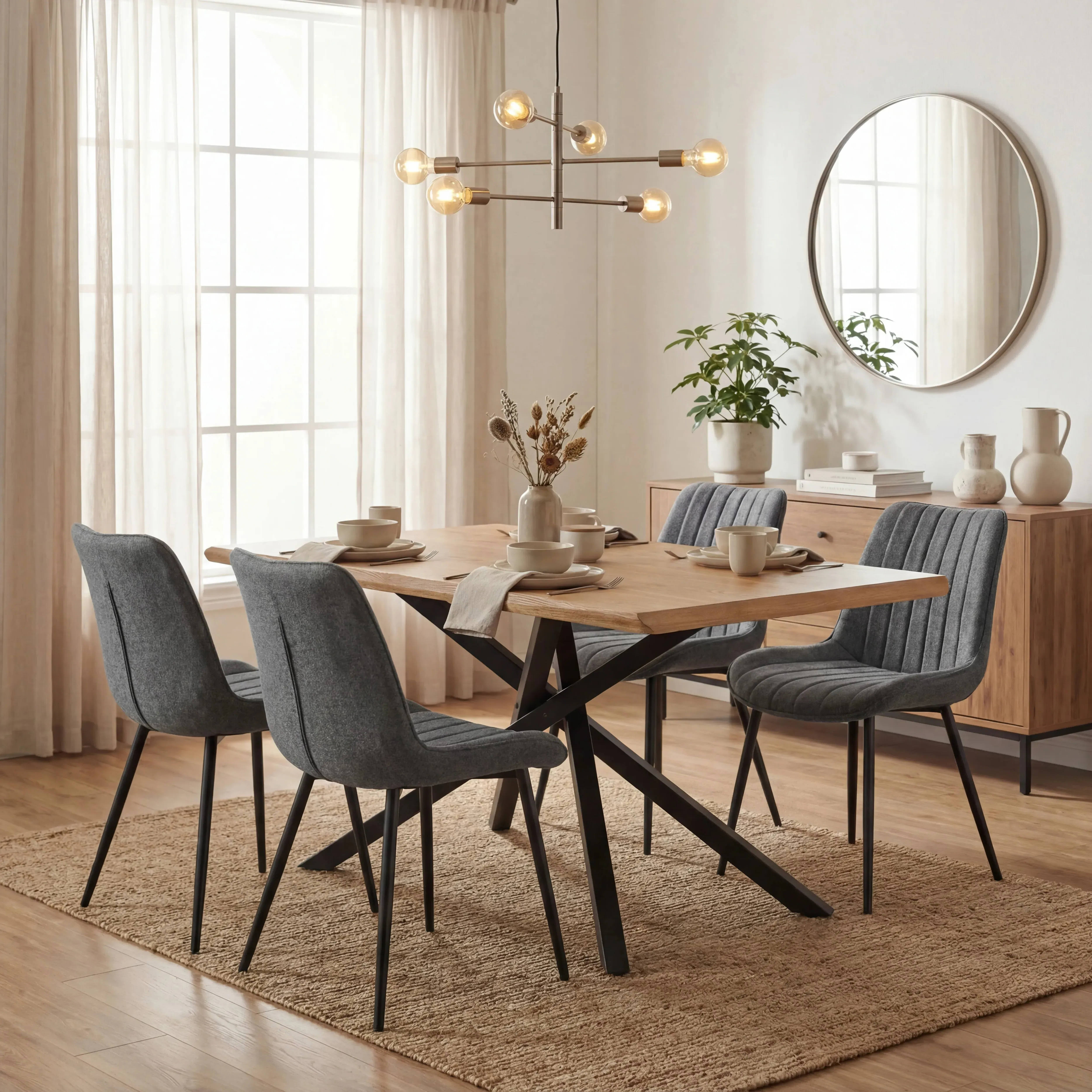 Xylon 4-Seater Dining Table and Chairs Set - Grey alternate view