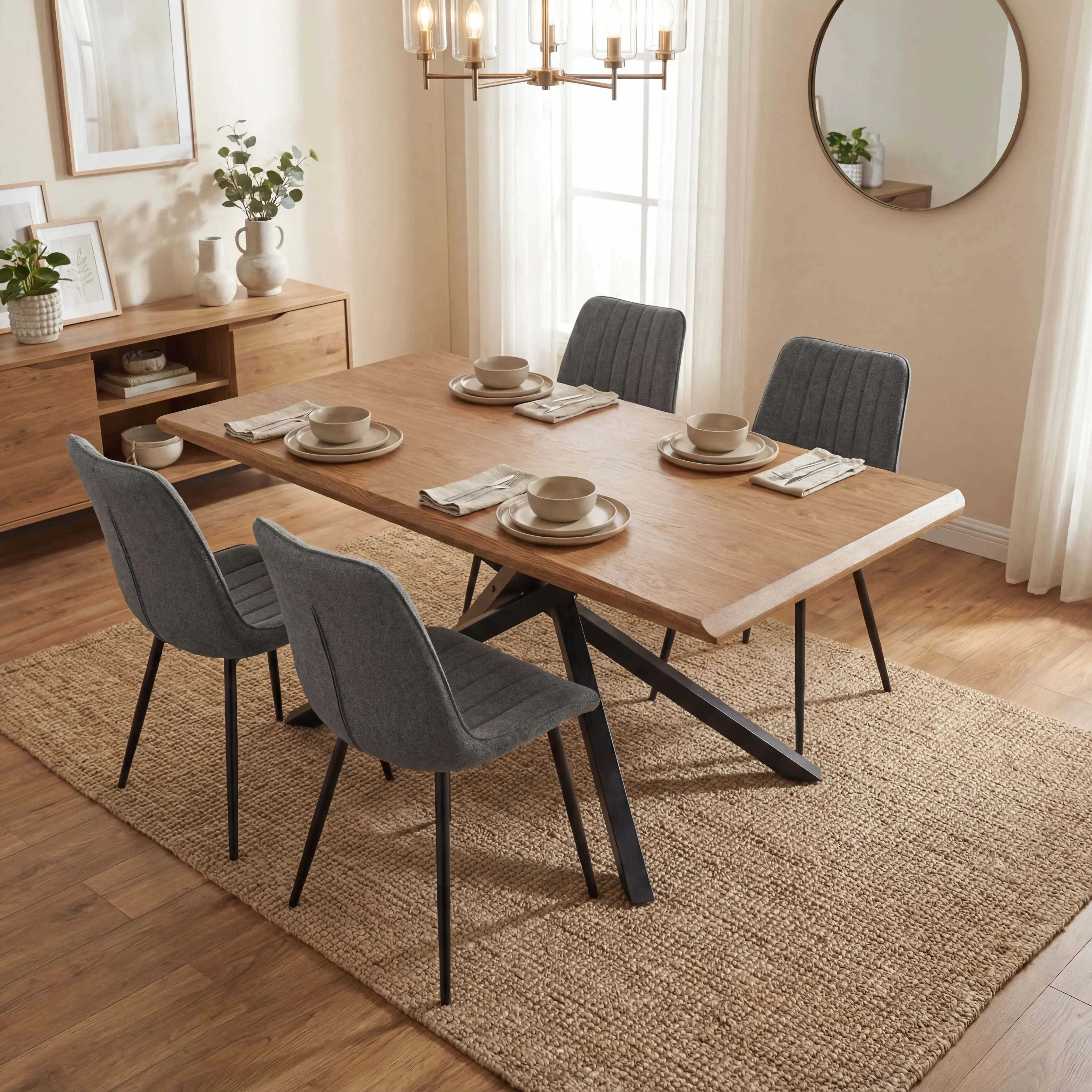 Xylon 4-Seater Dining Table and Chairs Set - Grey product