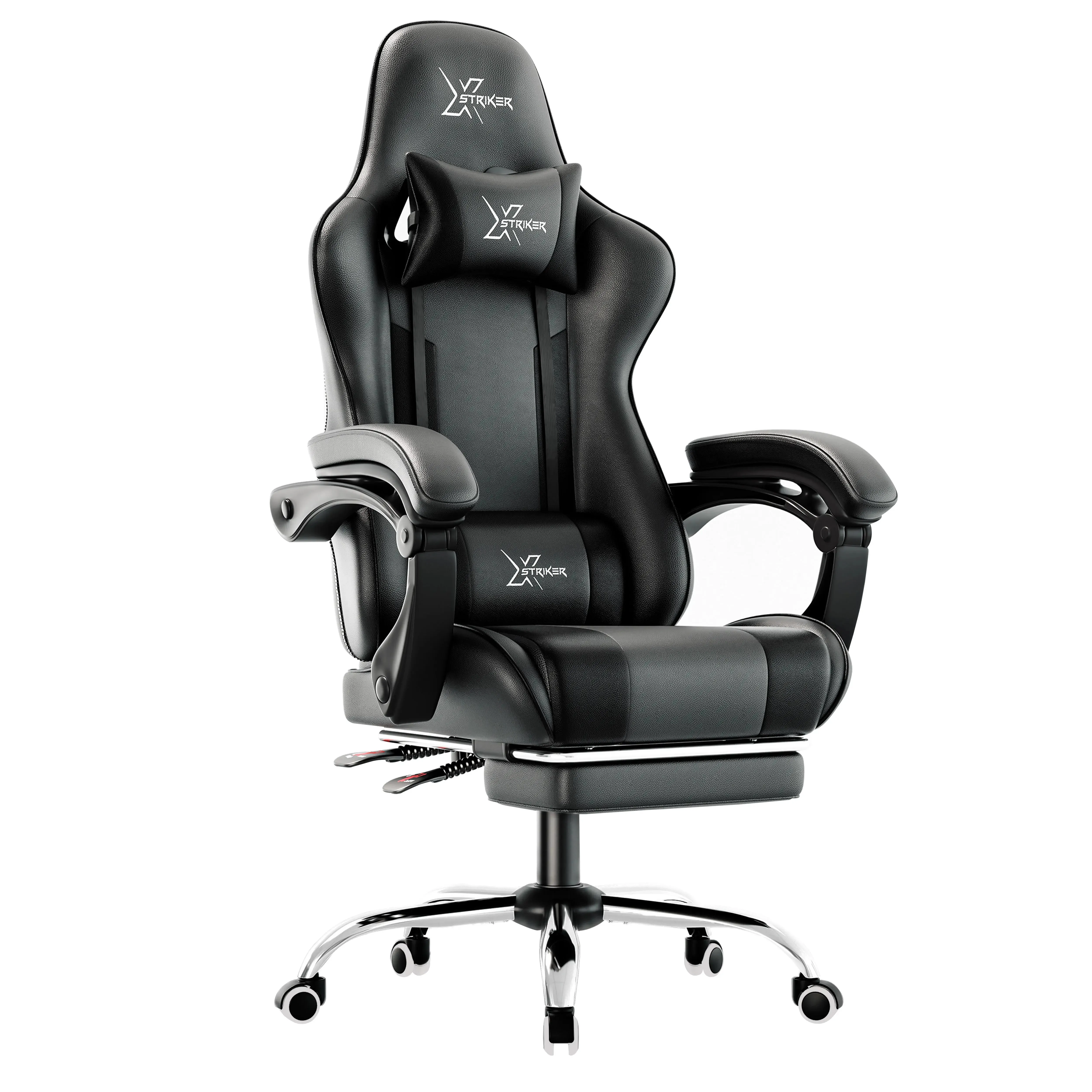 Gaming Chair with Footrest and Lumbar Support - Black alternate view