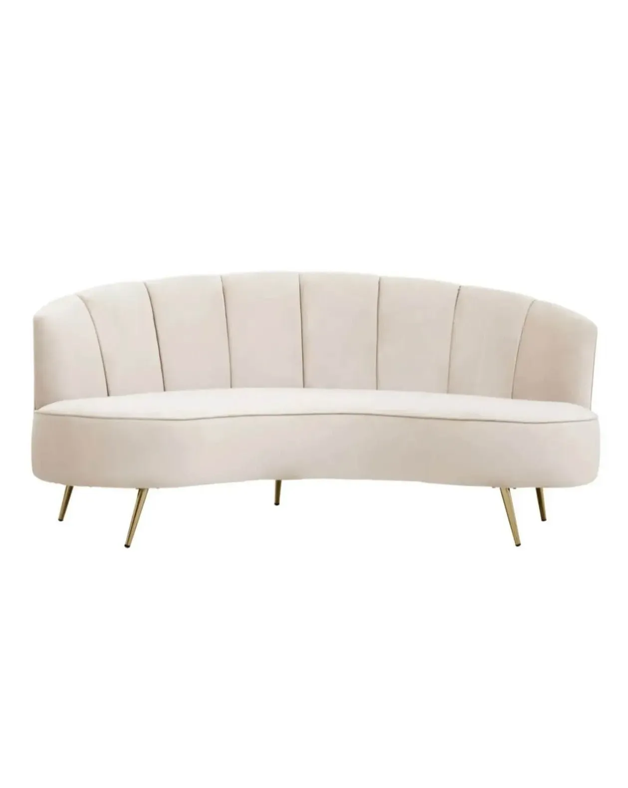 curved-beige-velvet-sofa image