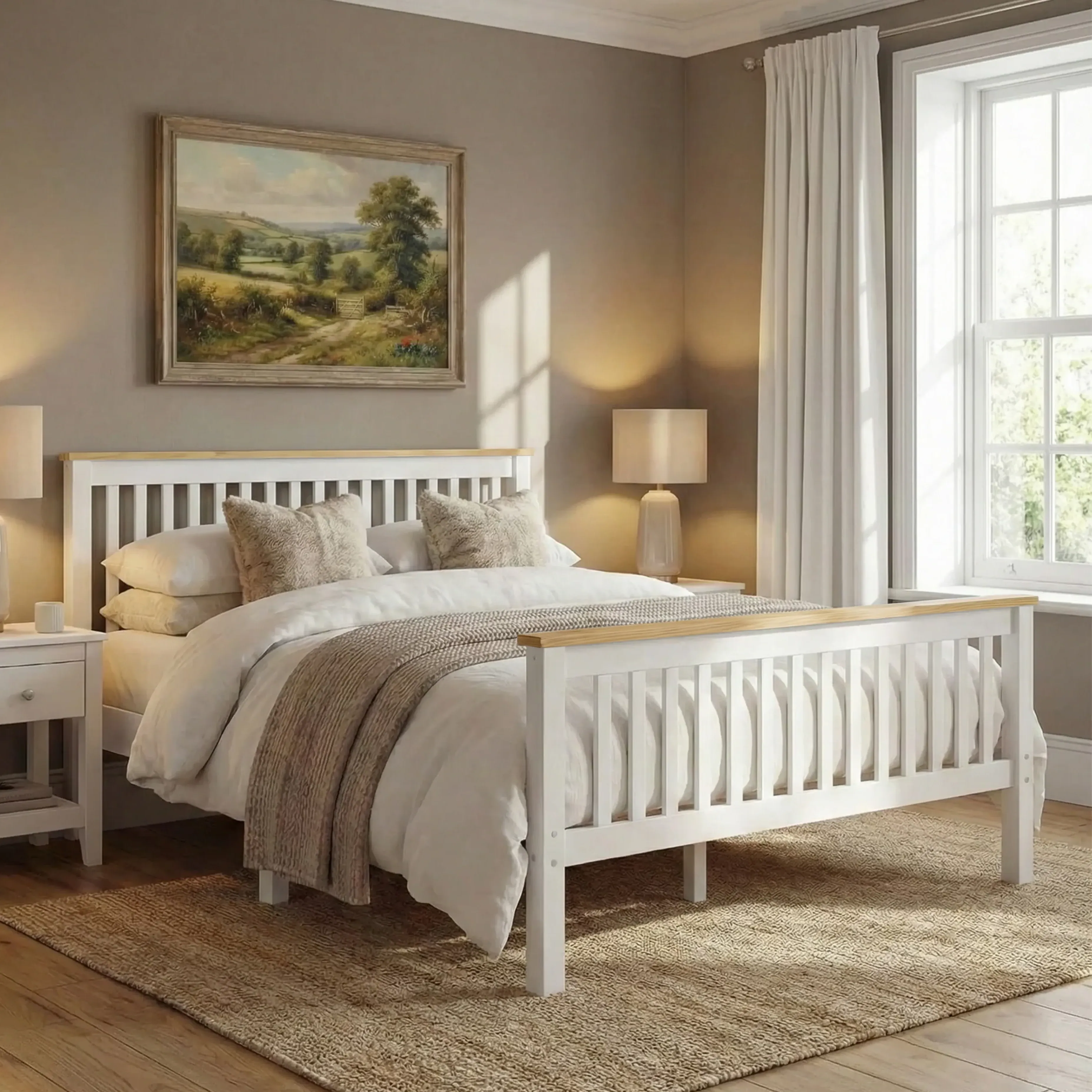 Double Bed Frame - White, Solid Wood product
