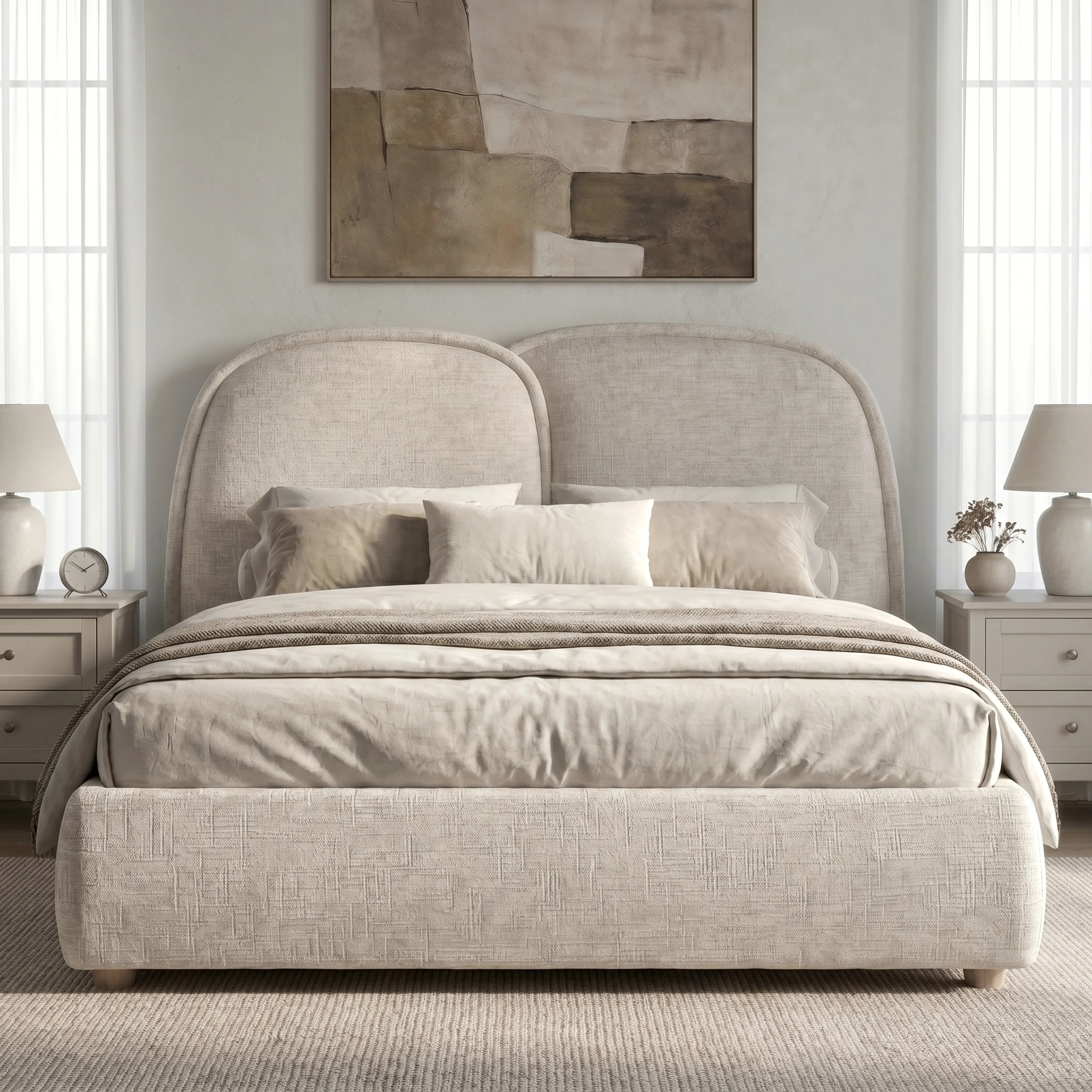Embracea Double Ottoman Bed Frame with Tall Headboard - Beige by Dream Interiors, alternate view