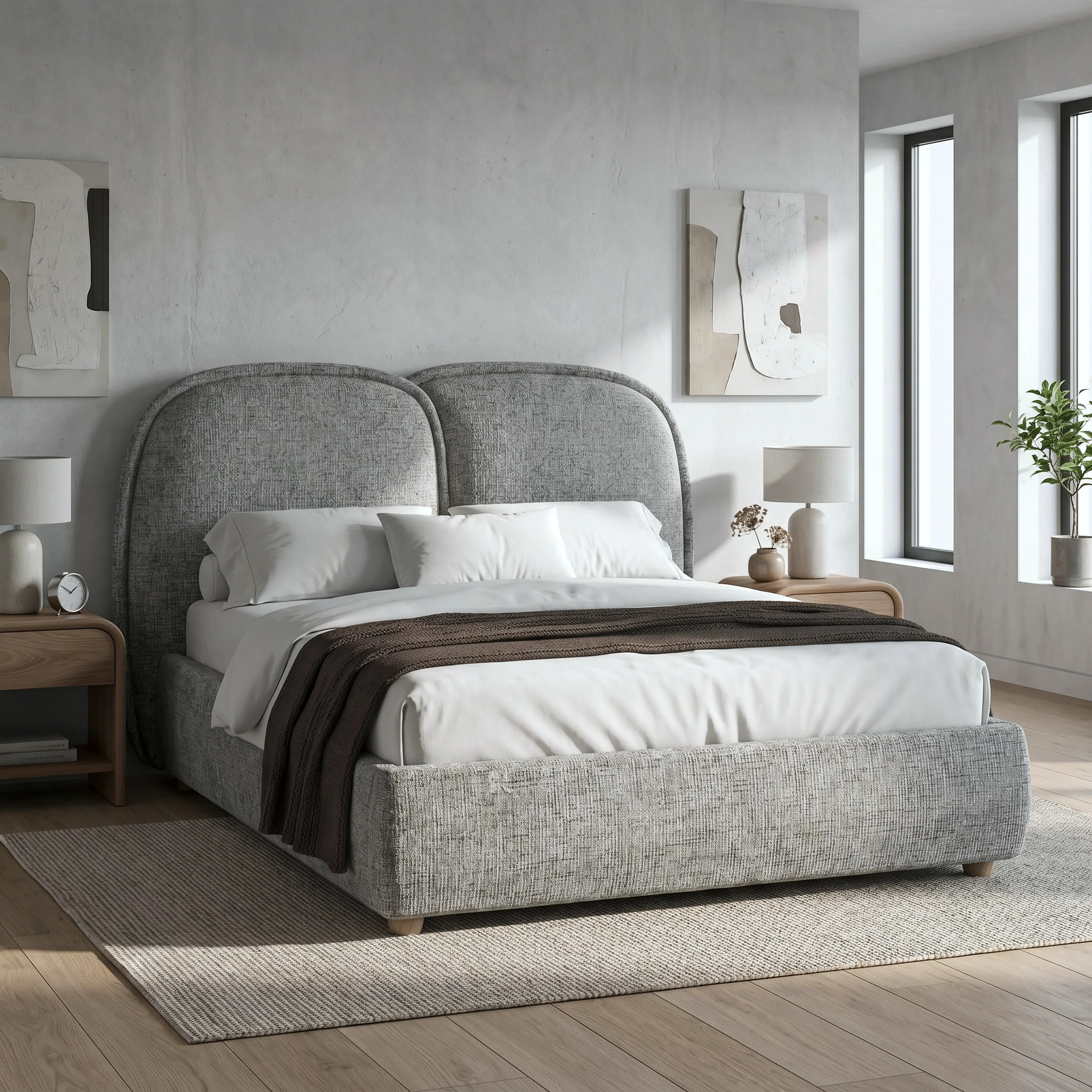 Embracea Double Ottoman Bed Frame with Tall Headboard - Grey by Dream Interiors