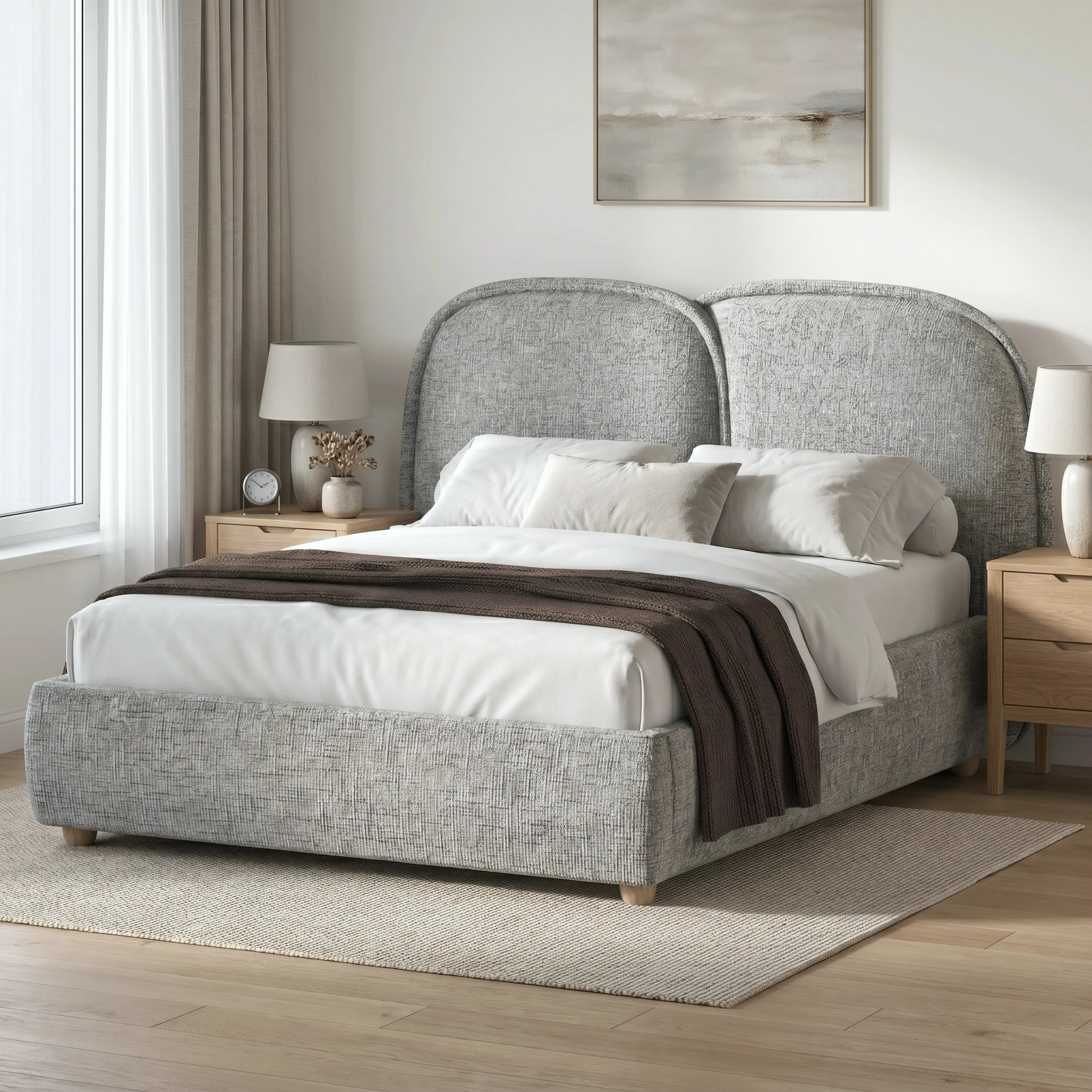 Embracea King Size Ottoman Bed Frame with Tall Headboard - Grey by Dream Interiors