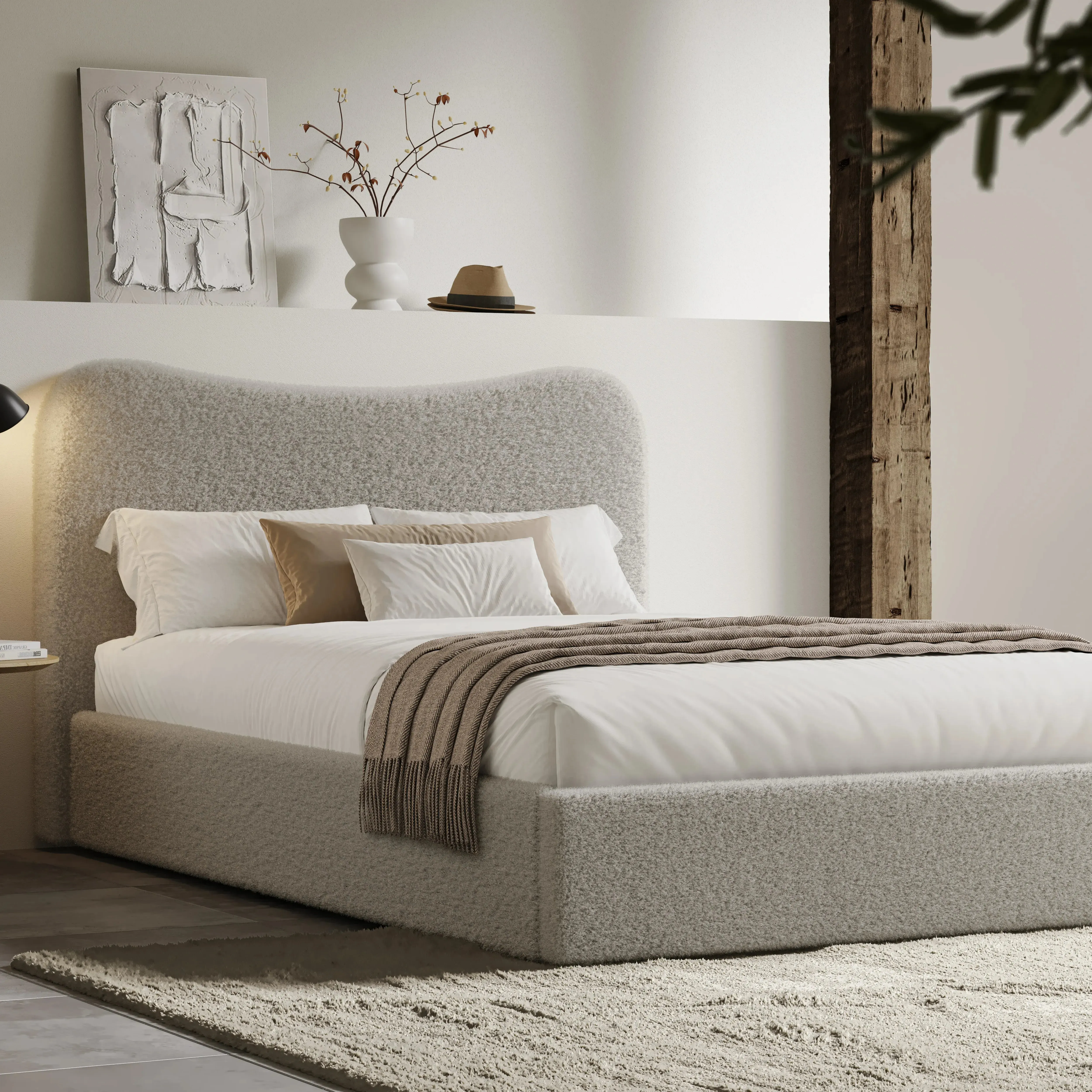 King Size Ottoman Storage Bed with Curved Headboard - Grey, Teddy by Dream Interiors