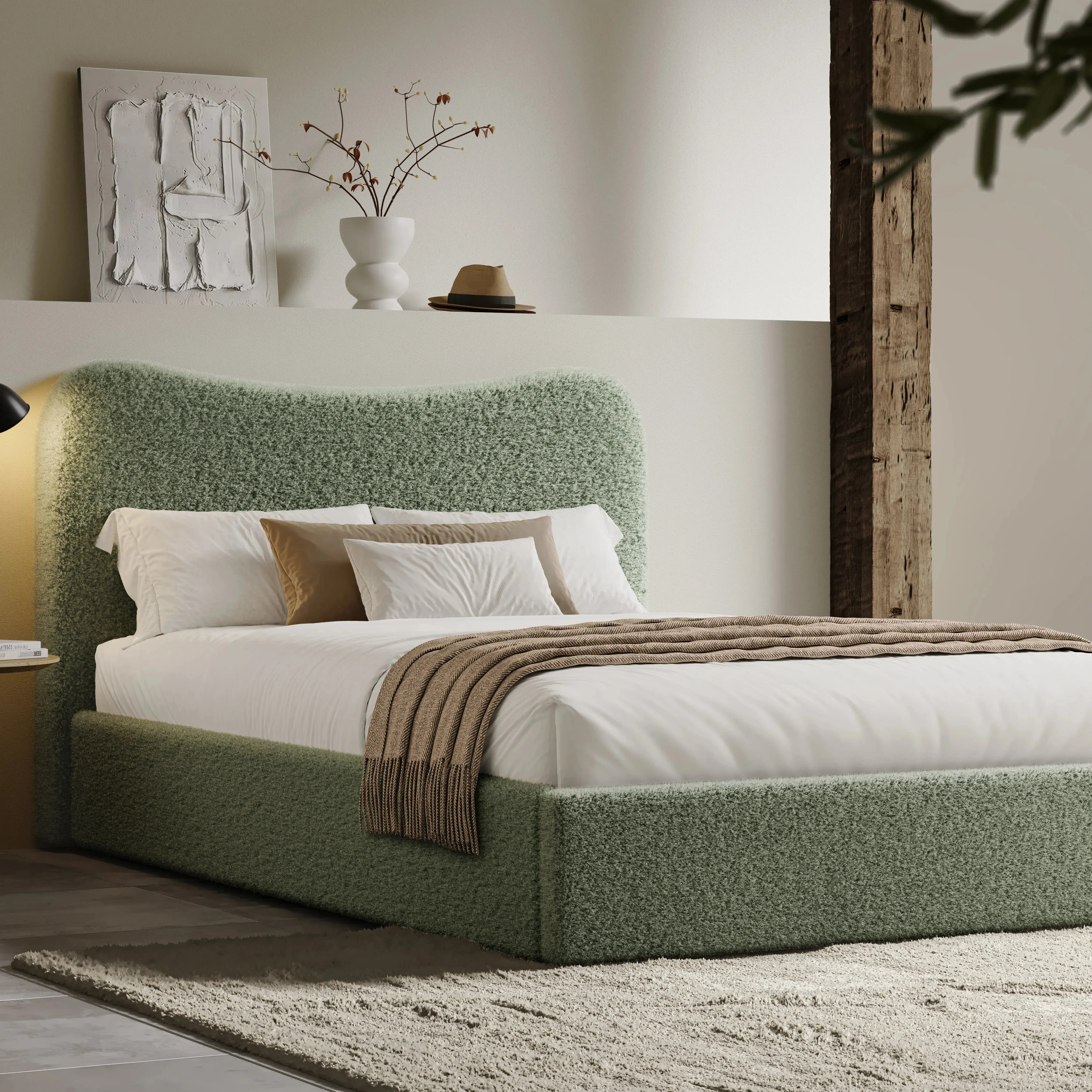 King Size Ottoman Storage Bed with Curved Headboard - Sage Green, Teddy by Dream Interiors, image 2