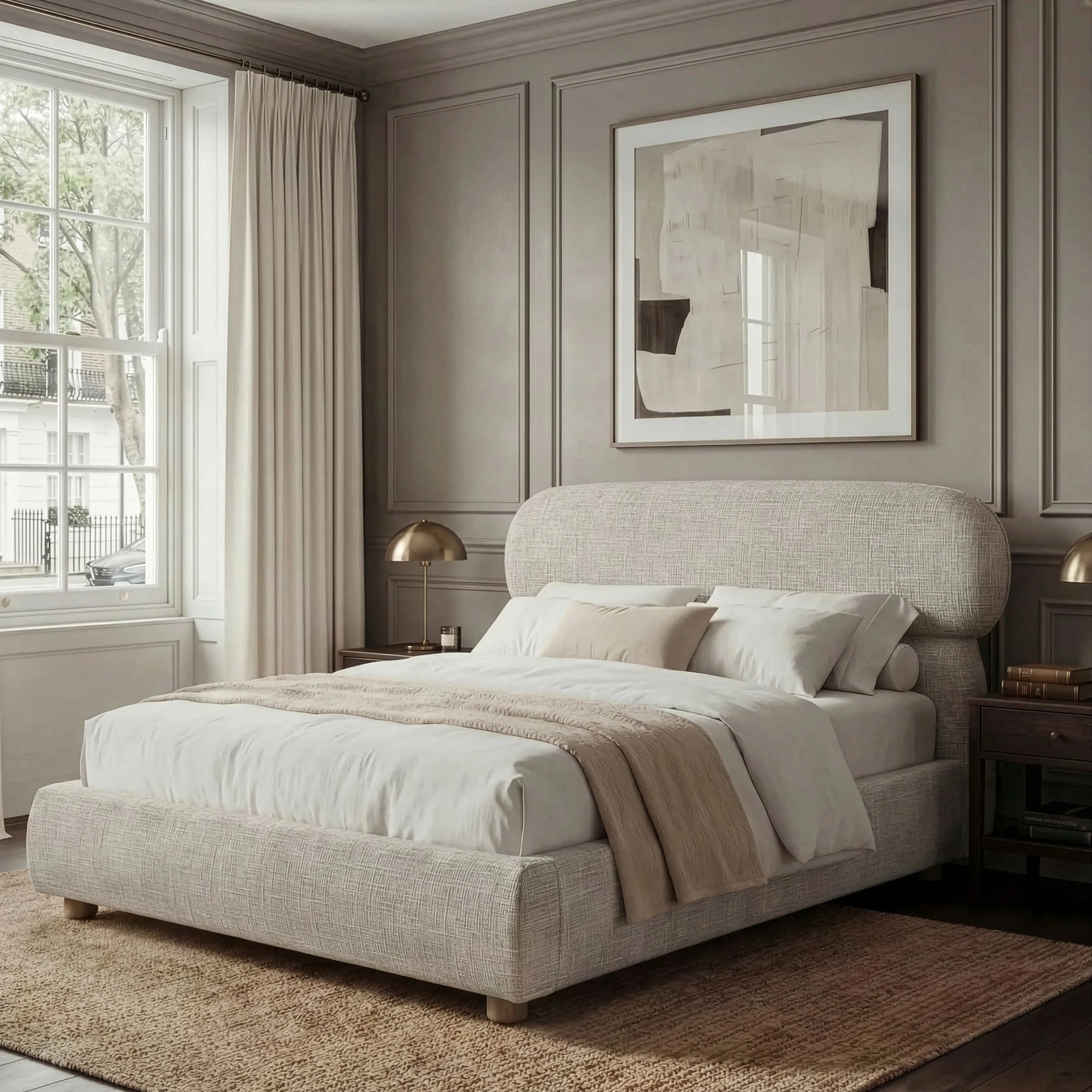 Serilya Double Ottoman Bed Frame with Headboard - Camel by Dream Interiors