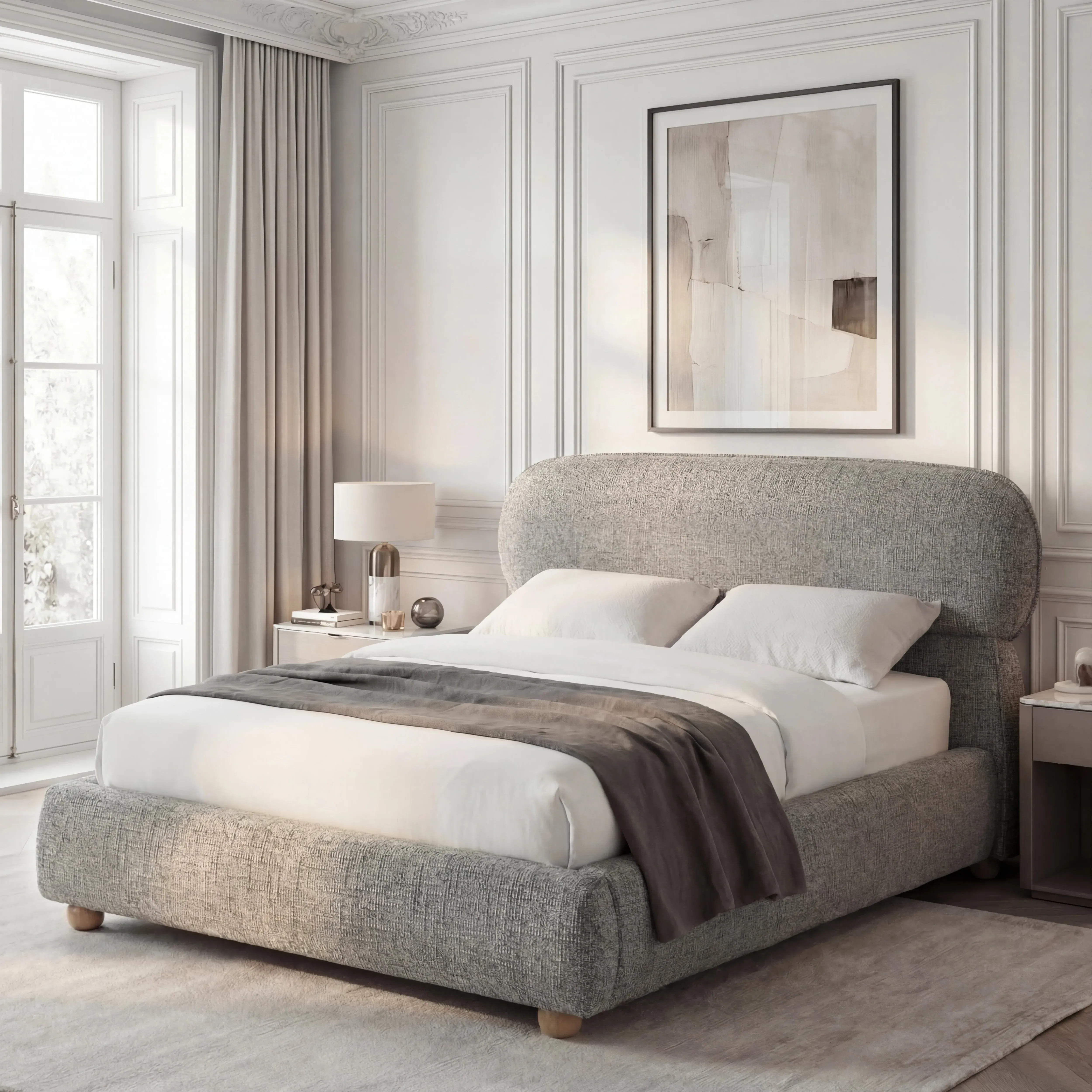 Serilya Double Ottoman Bed Frame with Headboard - Grey by Dream Interiors