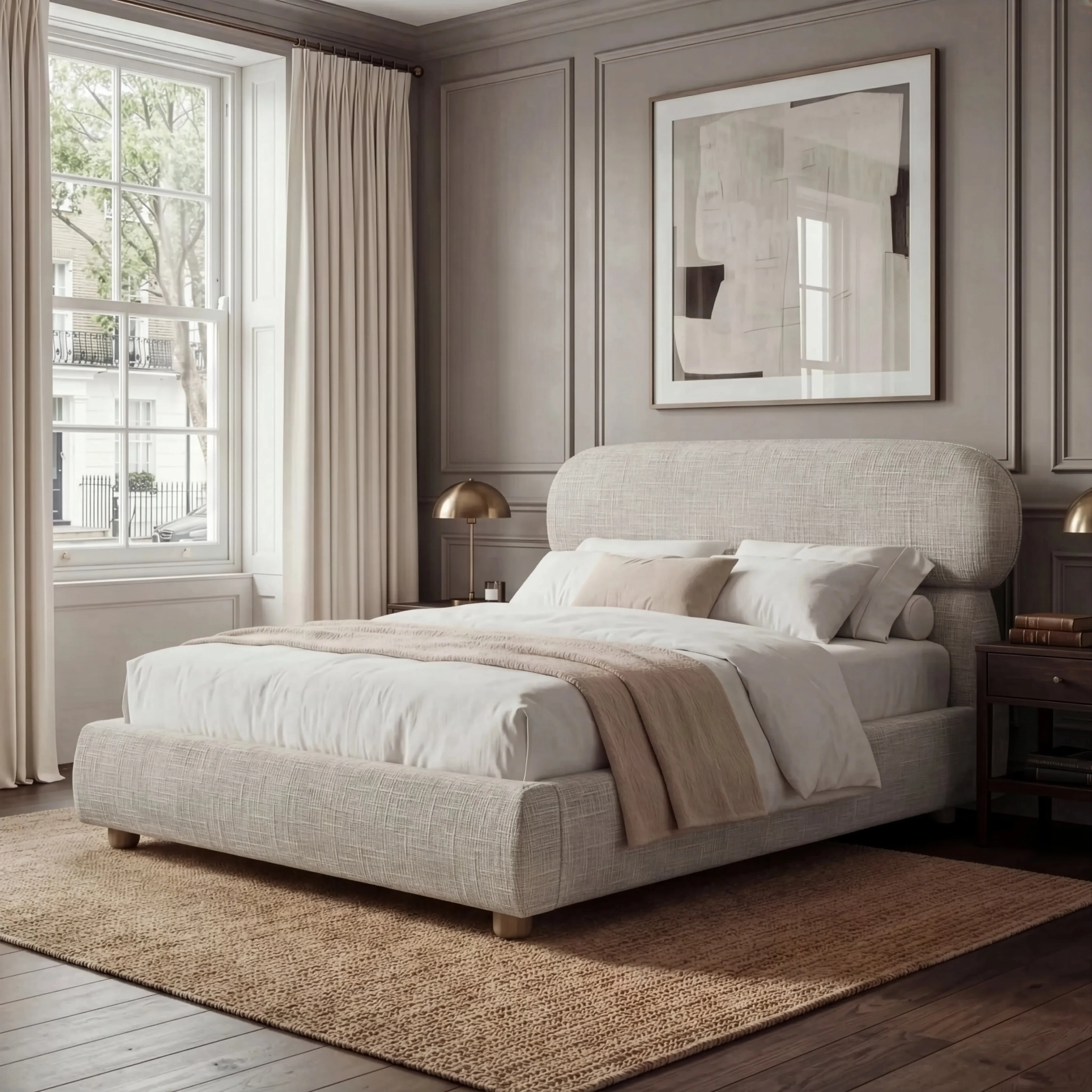 Serilya King Size Ottoman Bed Frame with Headboard - Camel by Dream Interiors