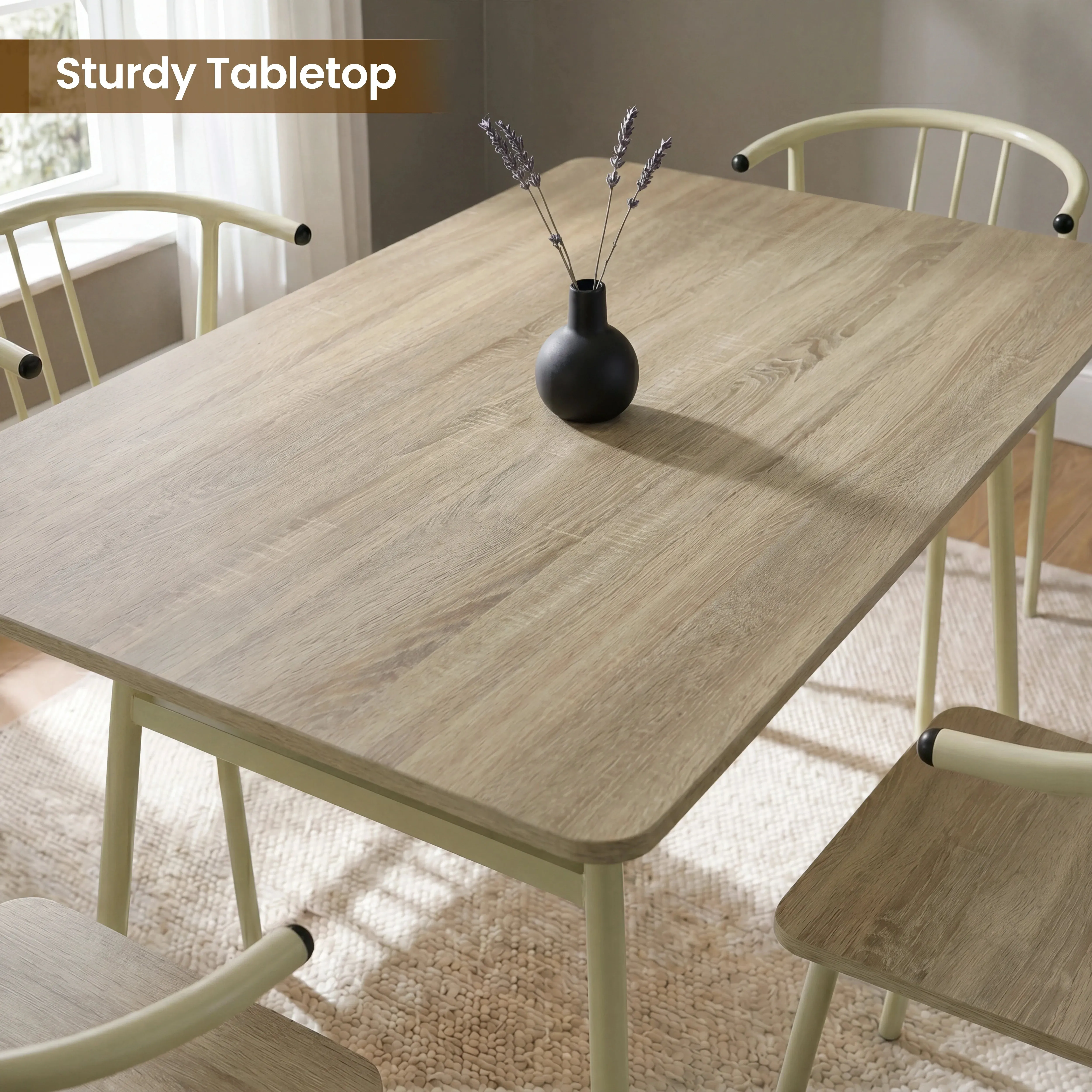 Torvi 4-Seater Dining Table and Chairs Set - Sonoma Oak, Metal by Dream Interiors, image 2