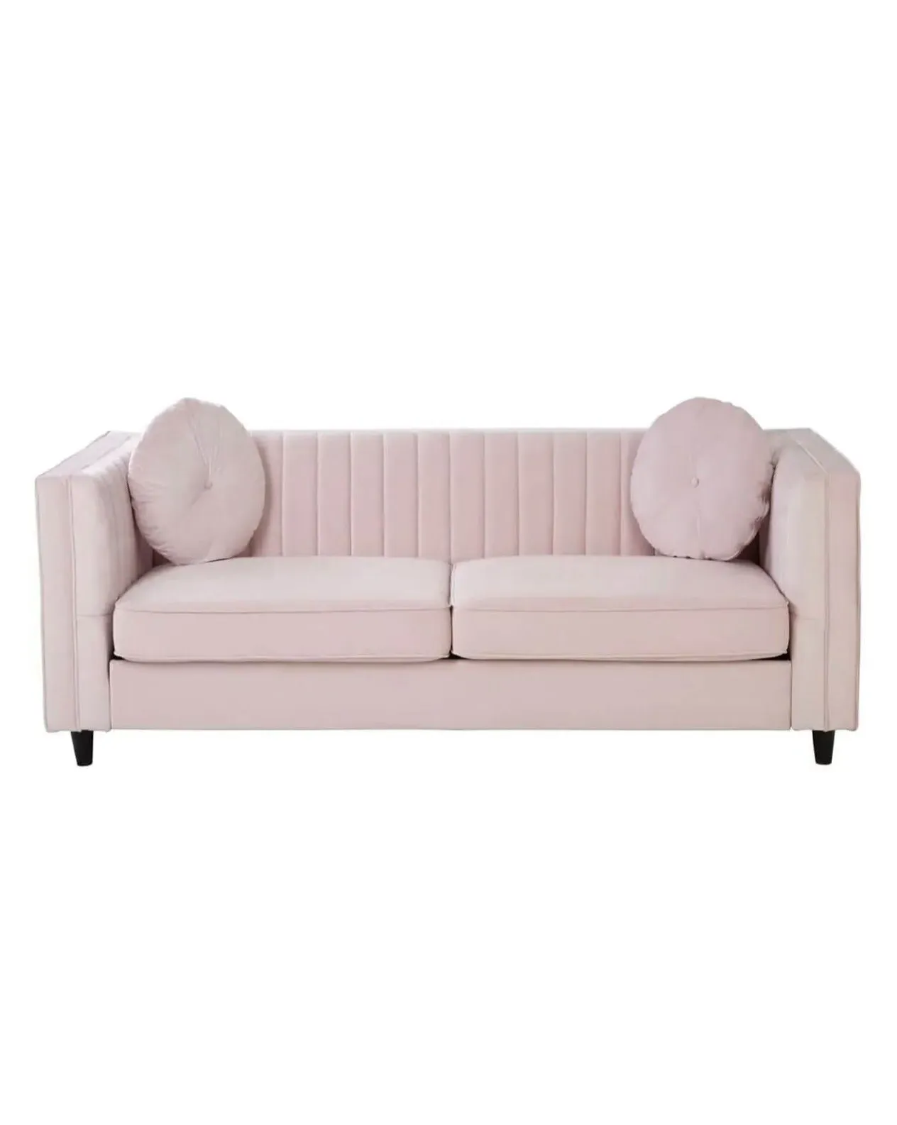 3-Seater Sofa - Pink, Velvet image