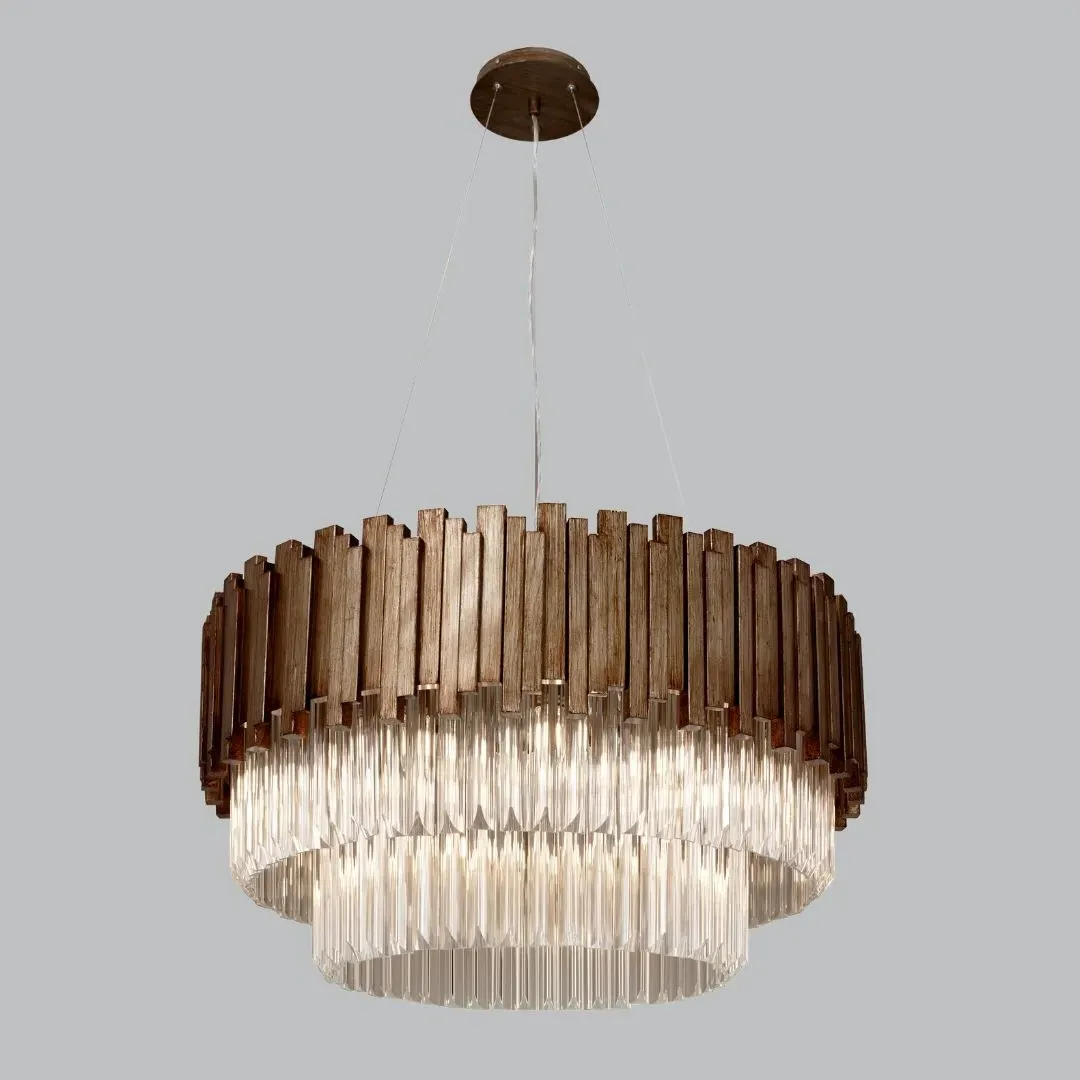 80cm Chandelier - Antique Gold, Metal