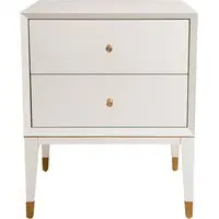 Amara Bedside Table with 2 Drawers - White, Metal and Wood alternate view