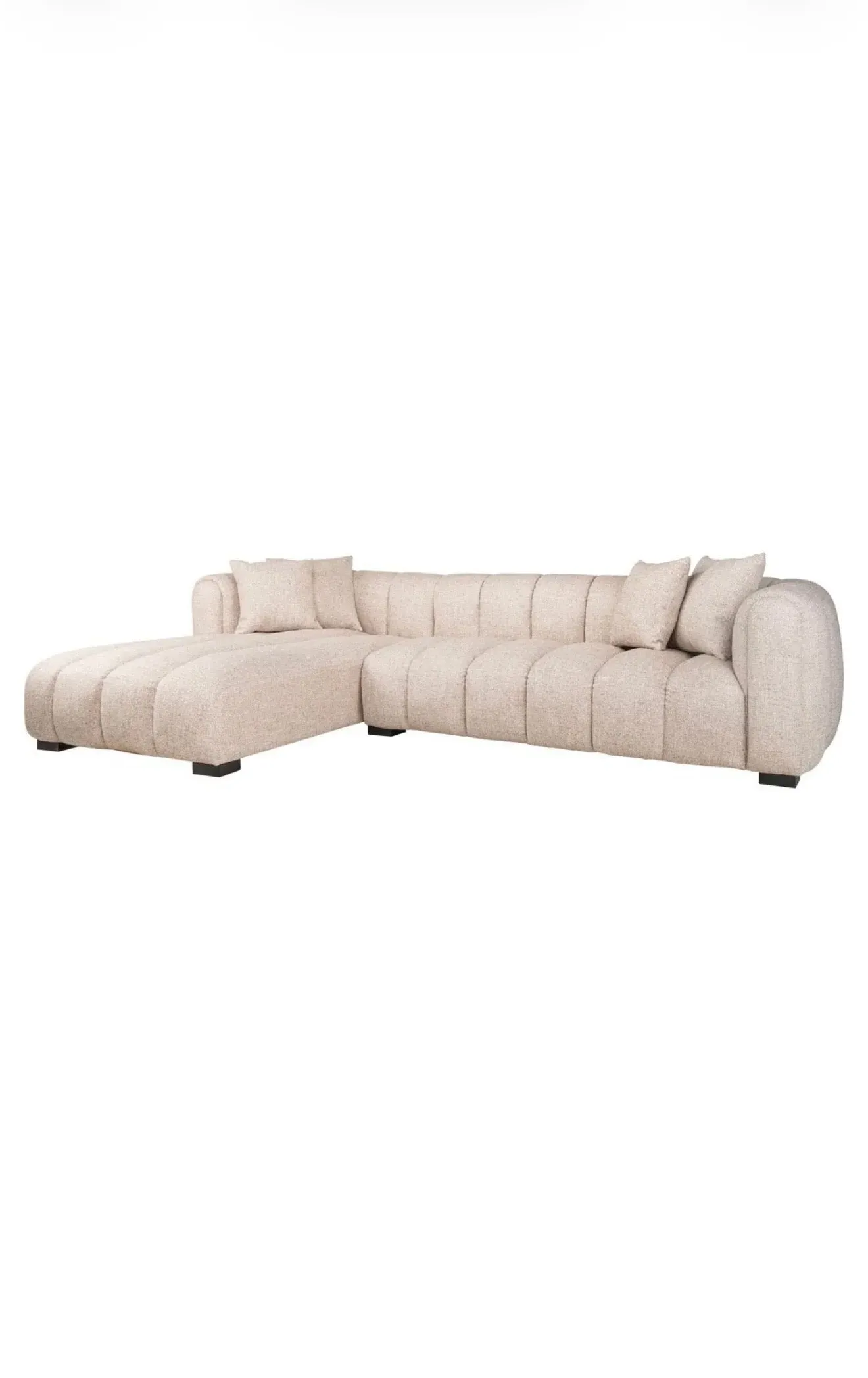 Aurelia Sculpt Chaise Sofa - Cream, Tweed product