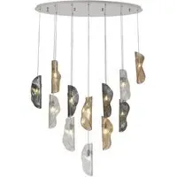 Aurora Oval Pendant Cluster - Polished Chrome, Glass