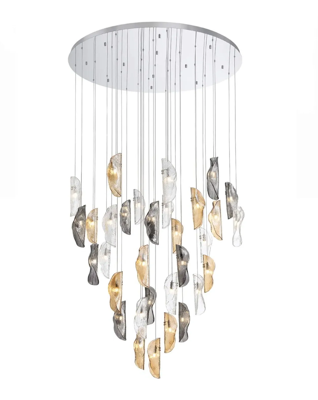 Aurora Round Pendant Cluster - Polished Chrome, Glass